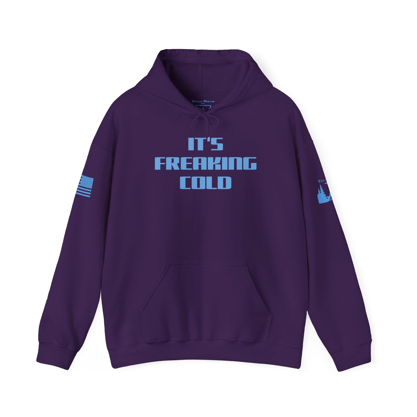 IT’S FREAKING COLD HOODIE - Light Blue arm logos