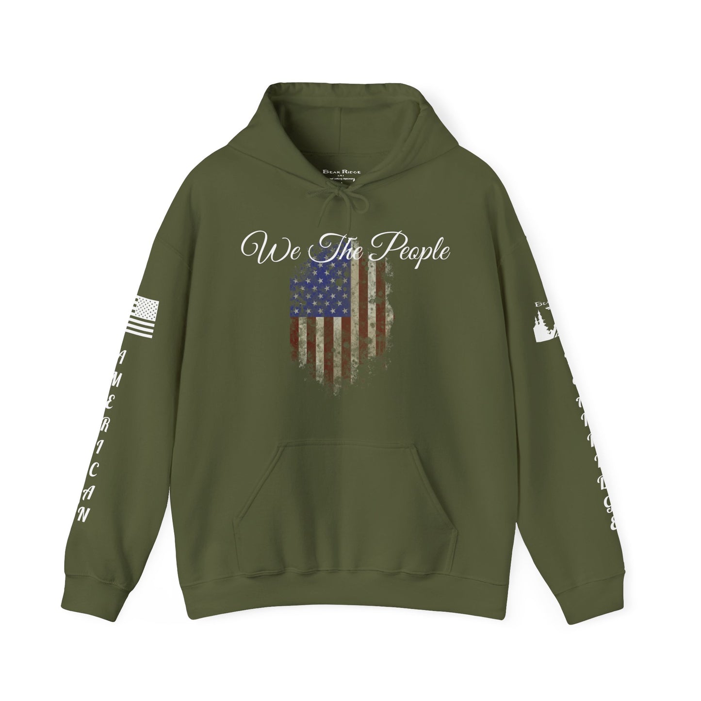 AMERICAN FLAG WE THE PEOPLE HOODIE - Full Sleeves White Logos