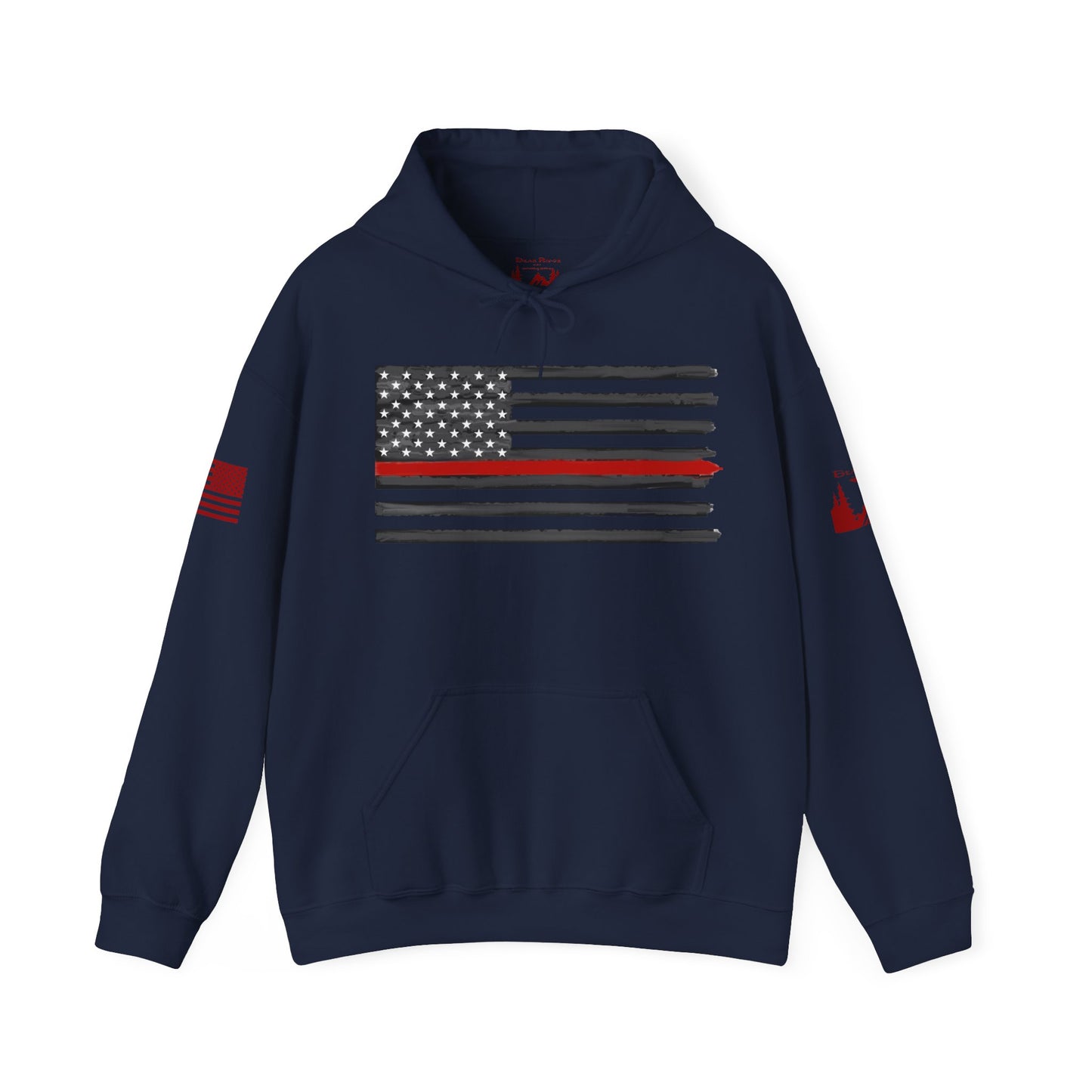 FIREMEN AMERICAN FLAG RED STRIPE - Red arm logos