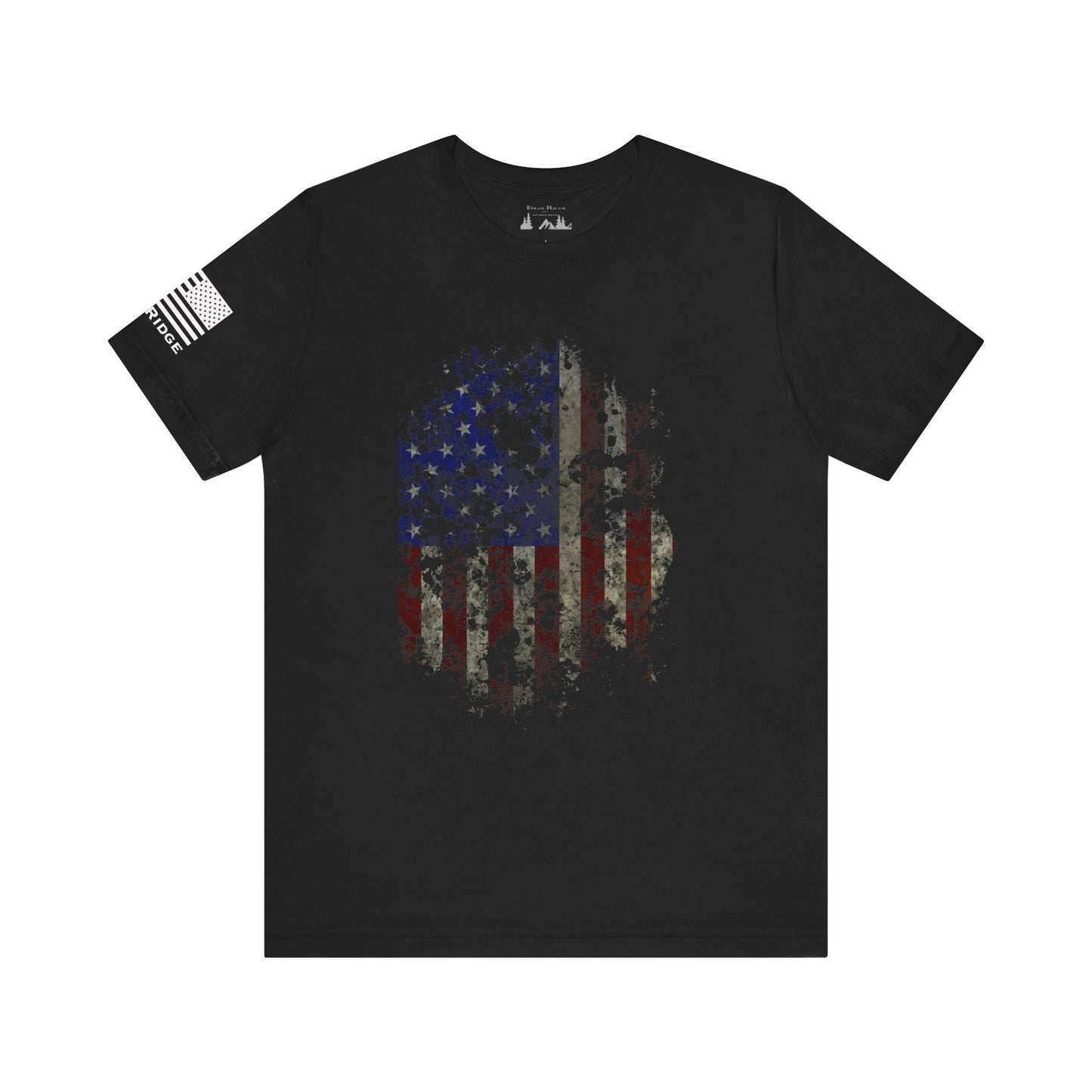 GRUNGE AMERICAN FLAG T-shirt - White arm logos