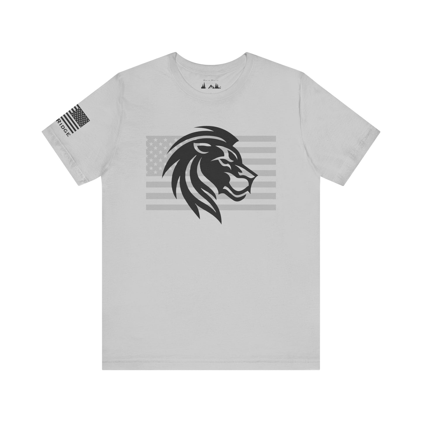 Patriotic T-shirt - LION STRONG - Black Flag Logo