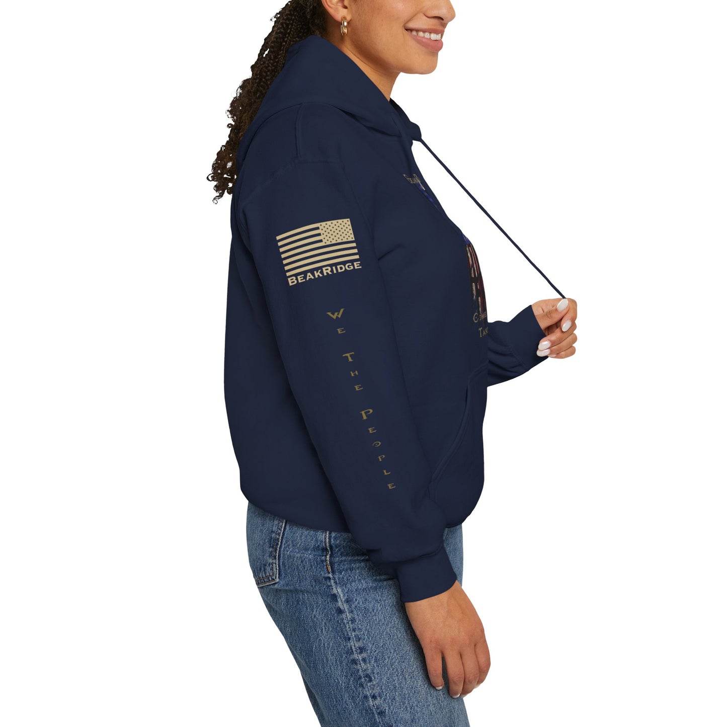 AMERICAN GUN FLAG HOODIE - Full Sleeves Gold Logos