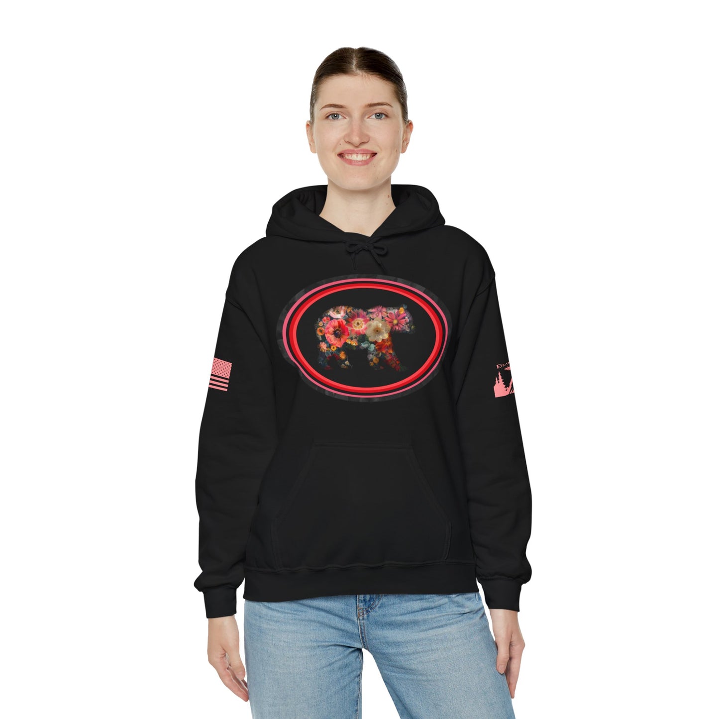 FLOWER BEAR HOODIE - Matching arm logos