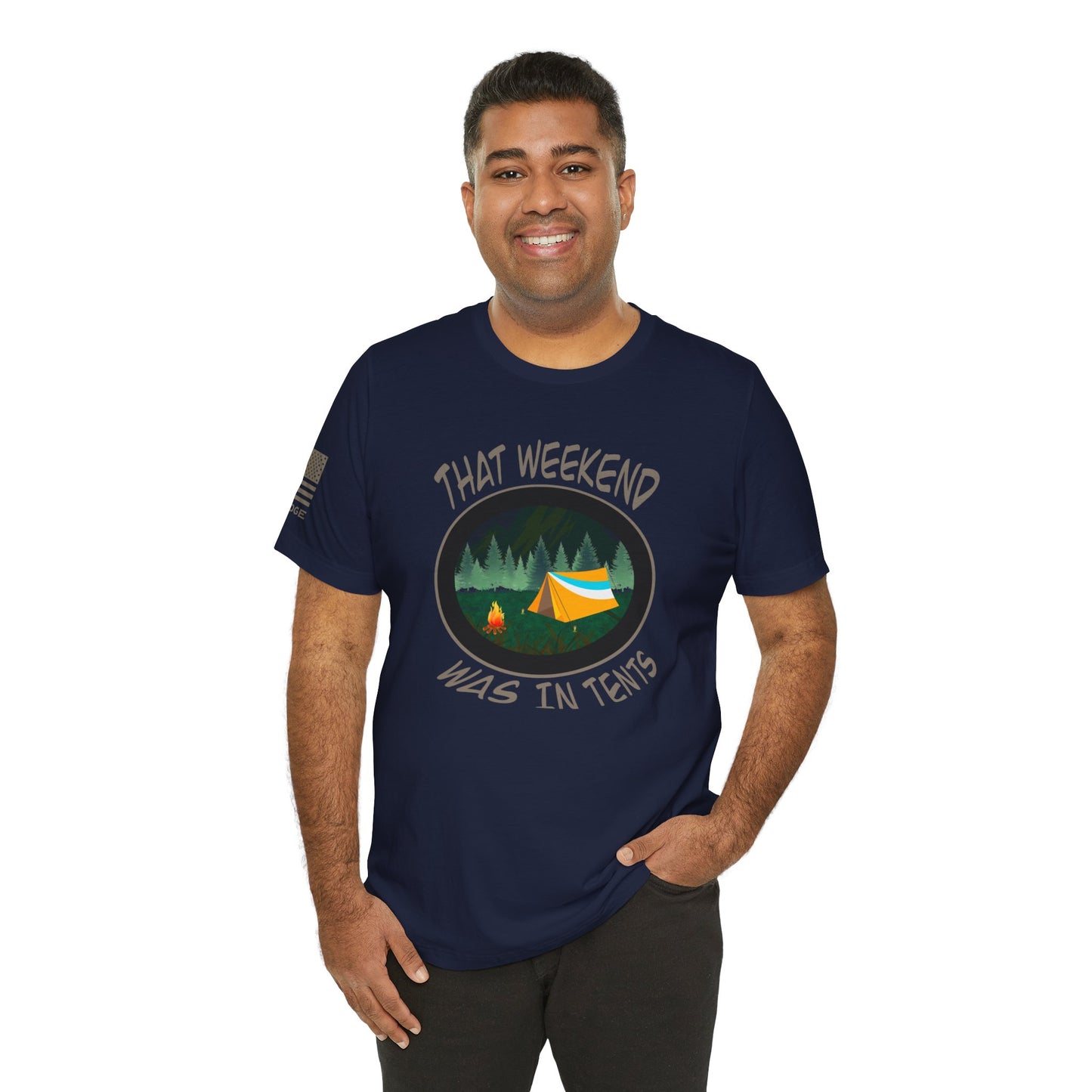 CAMPING IN TENTS T-Shirt - Cream Logos