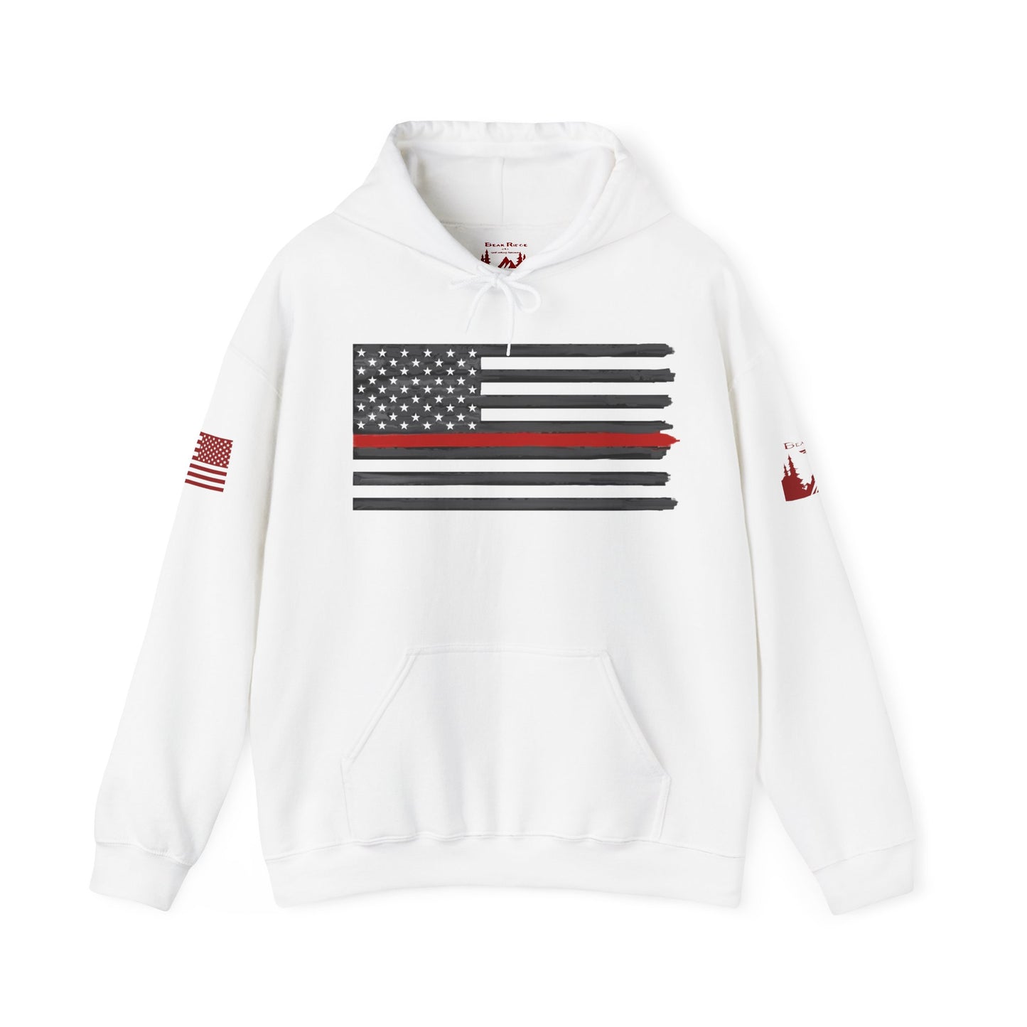 FIREMEN AMERICAN FLAG RED STRIPE - Red arm logos