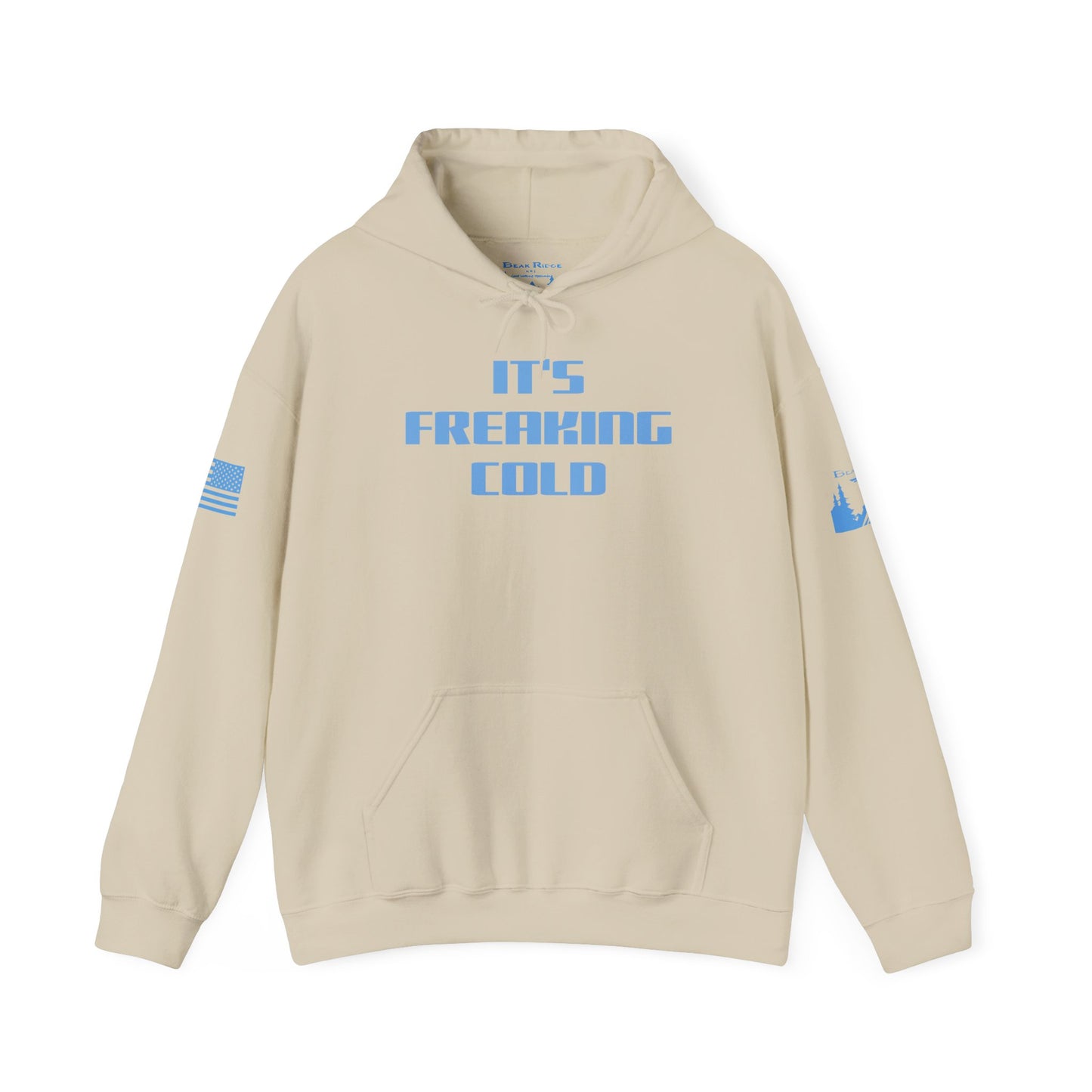 IT’S FREAKING COLD HOODIE - Light Blue arm logos