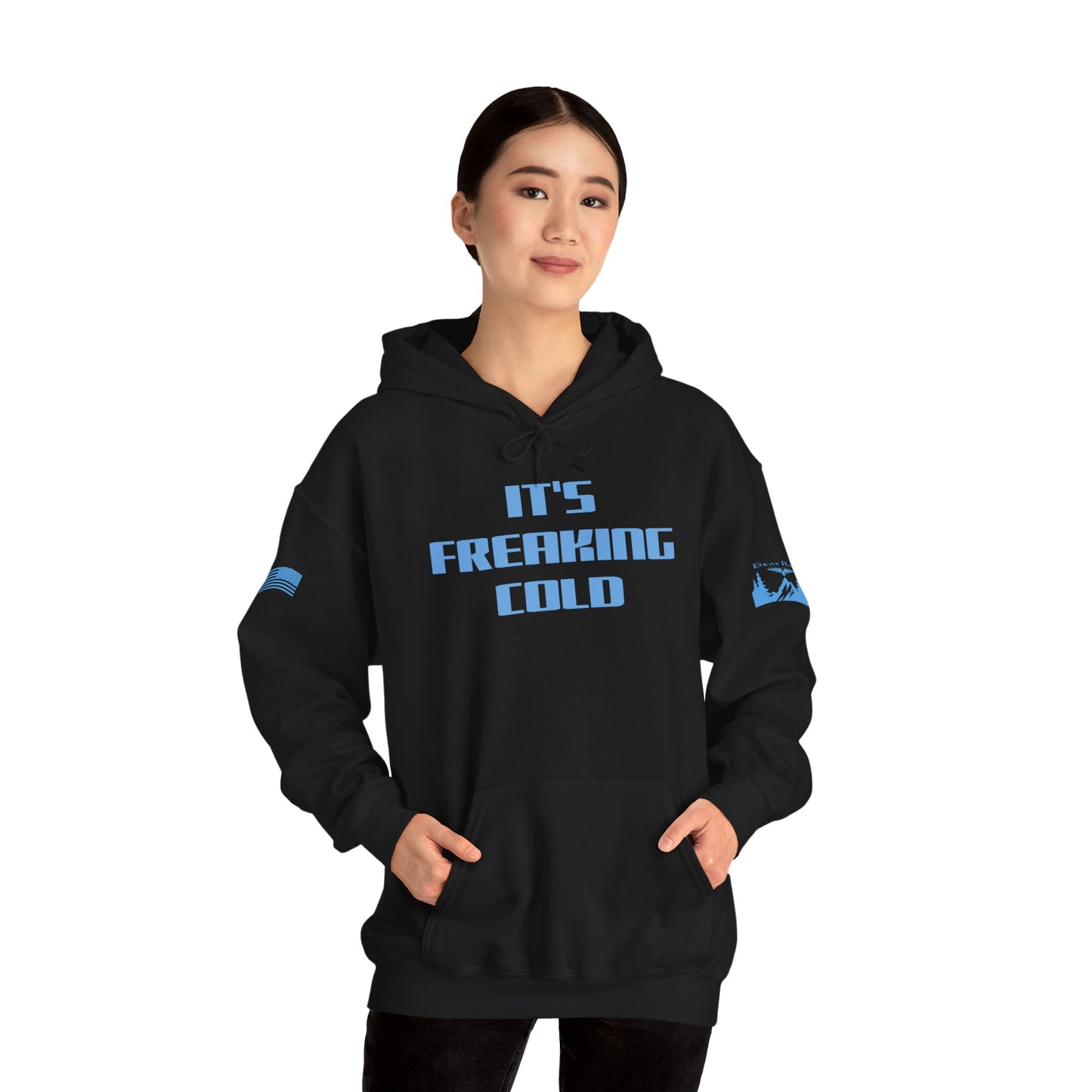 IT’S FREAKING COLD HOODIE - Light Blue arm logos