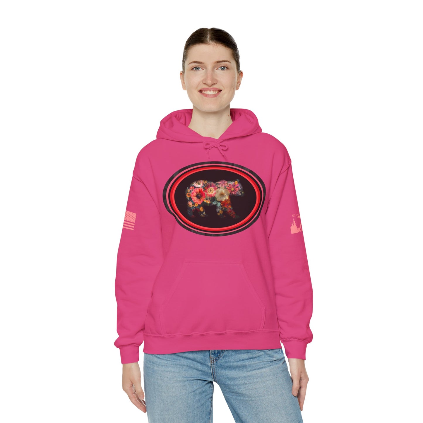 FLOWER BEAR HOODIE - Matching arm logos