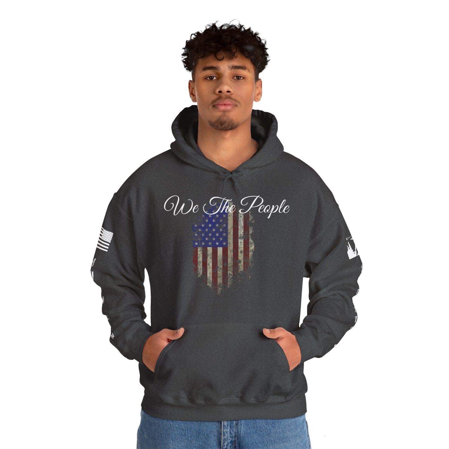 AMERICAN FLAG WE THE PEOPLE HOODIE - Full Sleeves White Logos