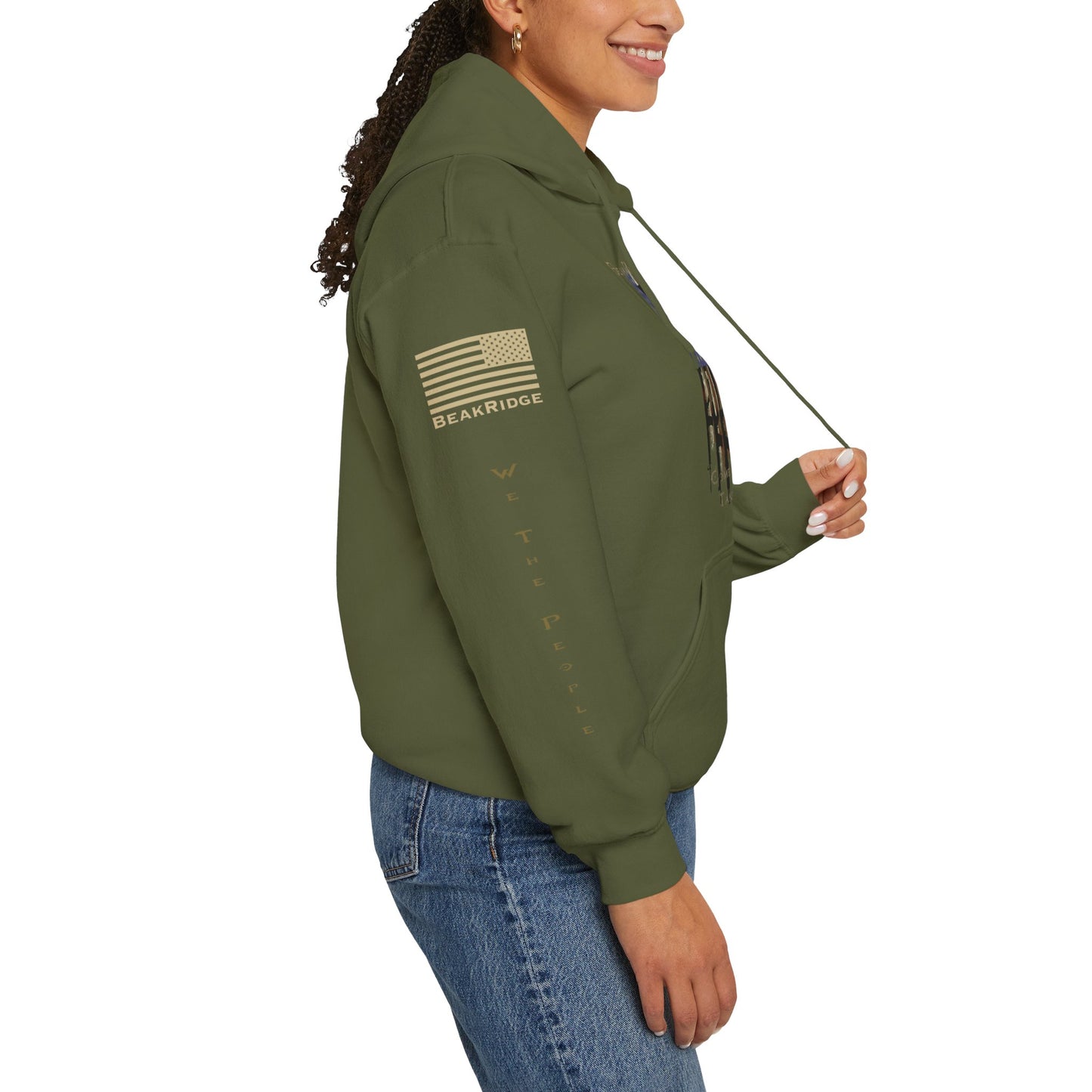 AMERICAN GUN FLAG HOODIE - Full Sleeves Gold Logos