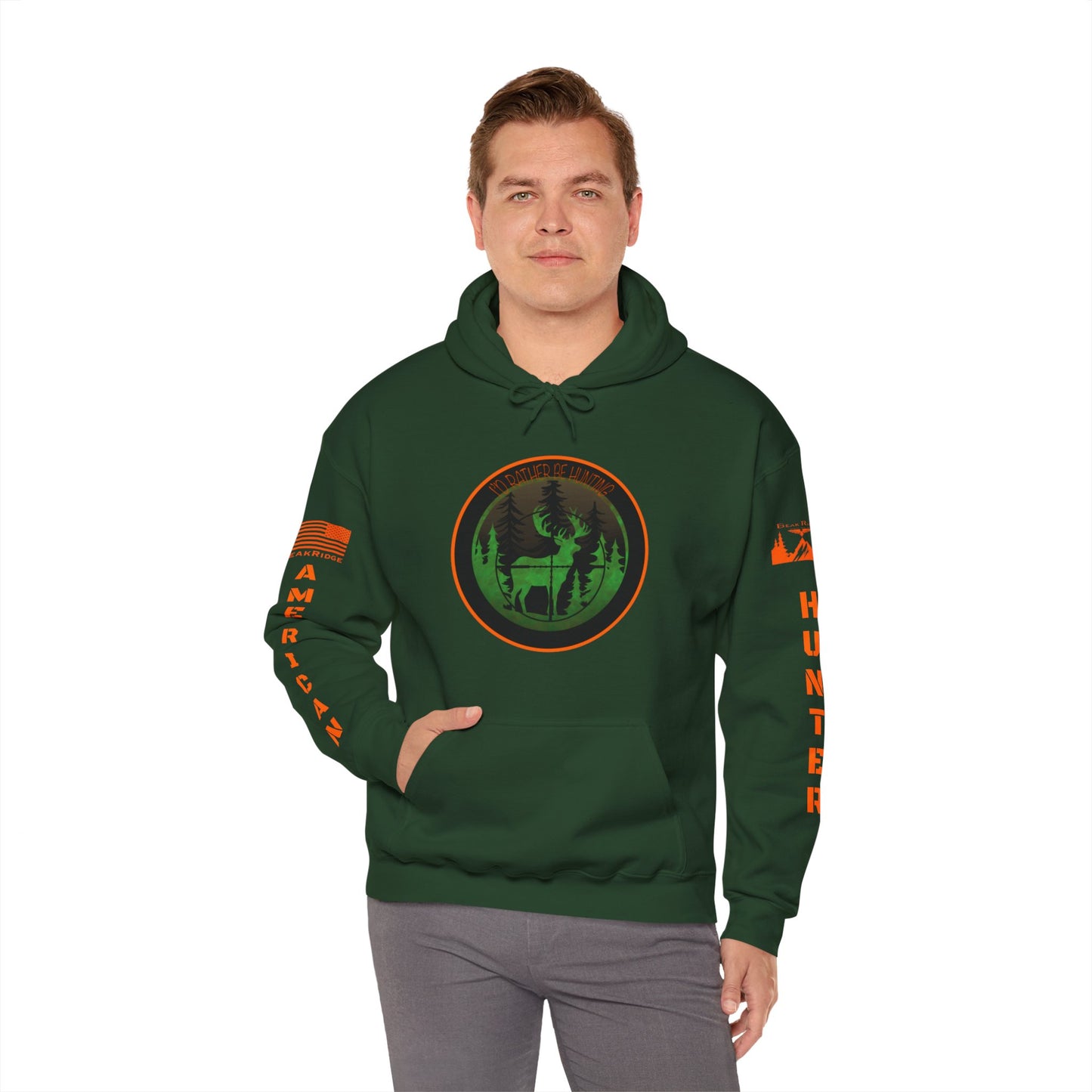 I’D RATHER BE HUNTING HOODIE - Full Sleeve Logos