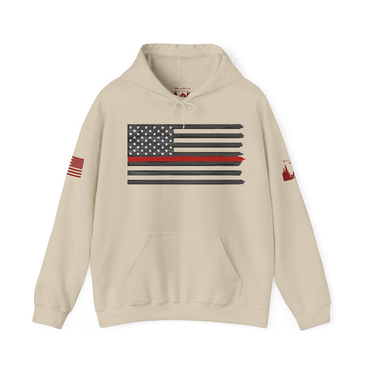 FIREMEN AMERICAN FLAG RED STRIPE - Red arm logos