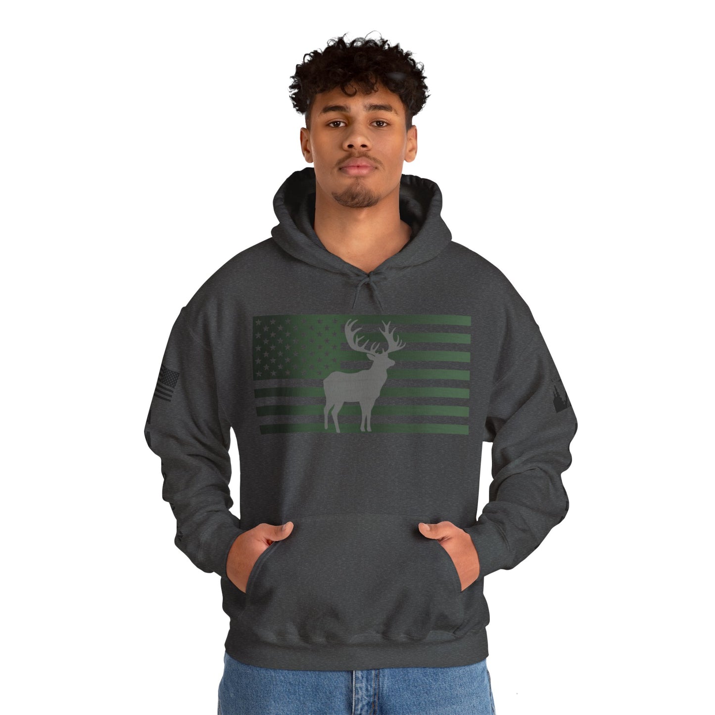 GREEN AMERICAN HUNTER ELK - Full Sleeves Black logos