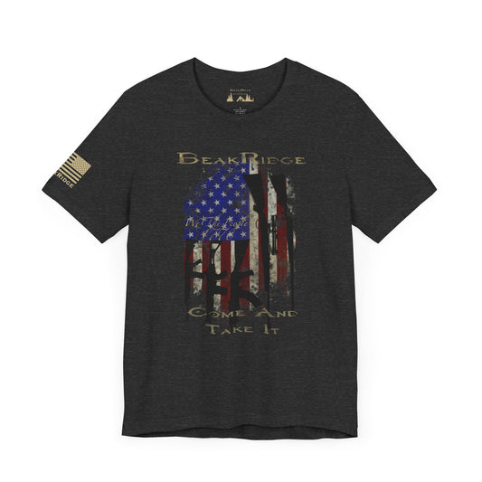 BEAKRIDGE GUN FLAG - COME AND TAKE IT - WE THE PEOPLE T-SHIRT - Mustard Logos