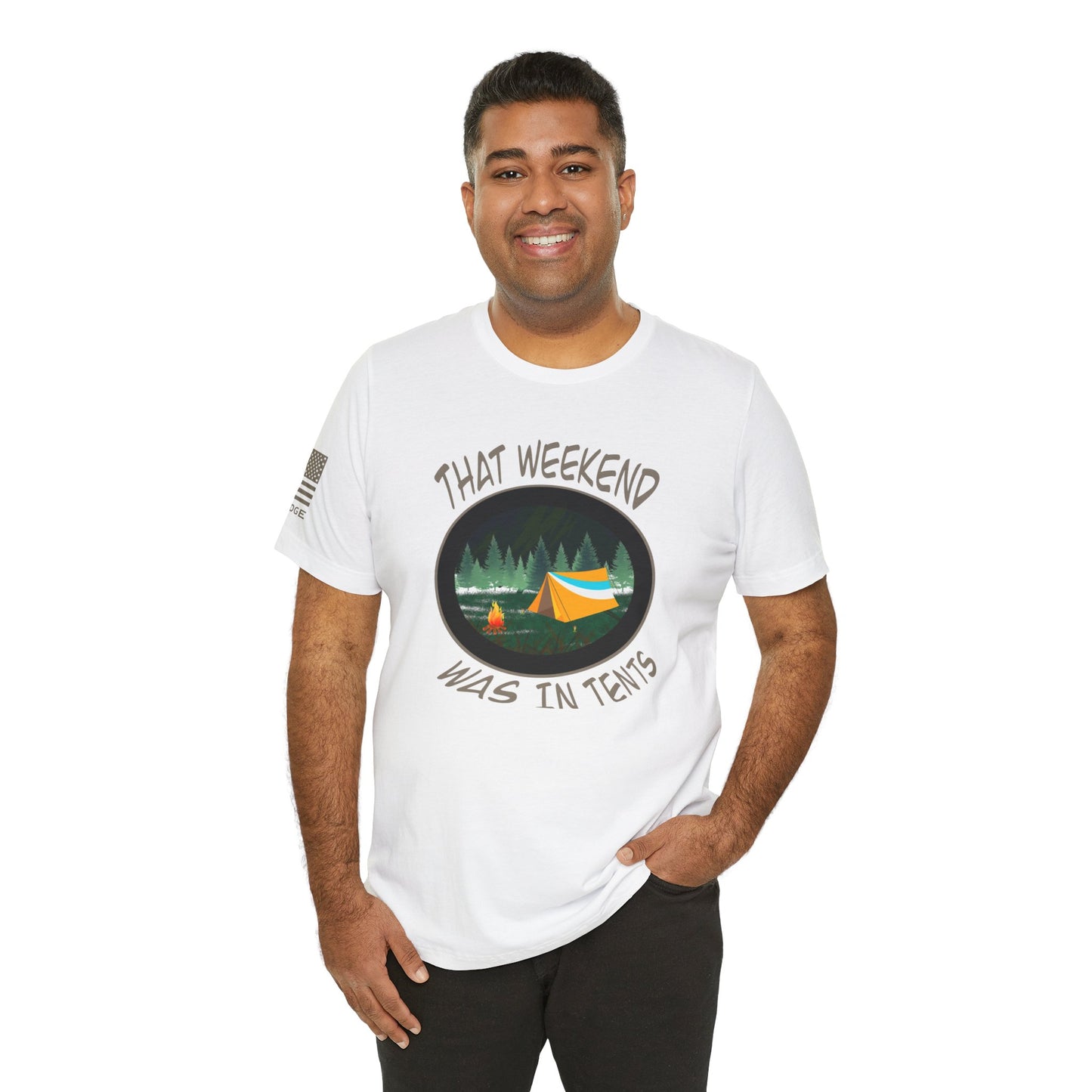 CAMPING IN TENTS T-Shirt - Cream Logos