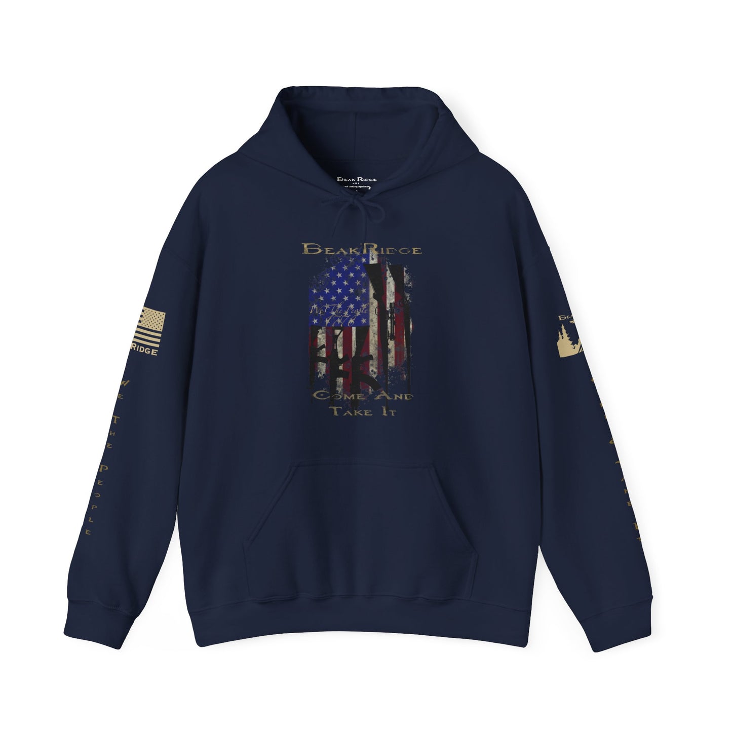 AMERICAN GUN FLAG HOODIE - Full Sleeves Gold Logos