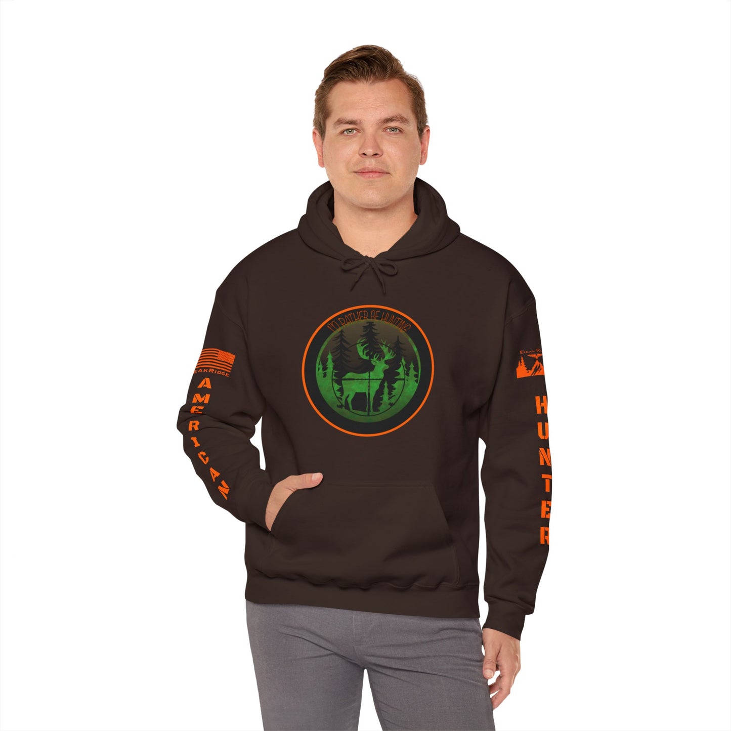 I’D RATHER BE HUNTING HOODIE - Full Sleeve Logos