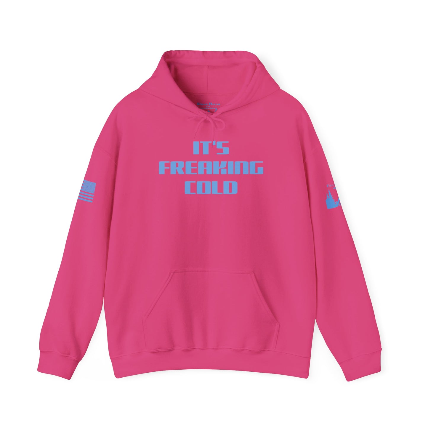 IT’S FREAKING COLD HOODIE - Light Blue arm logos