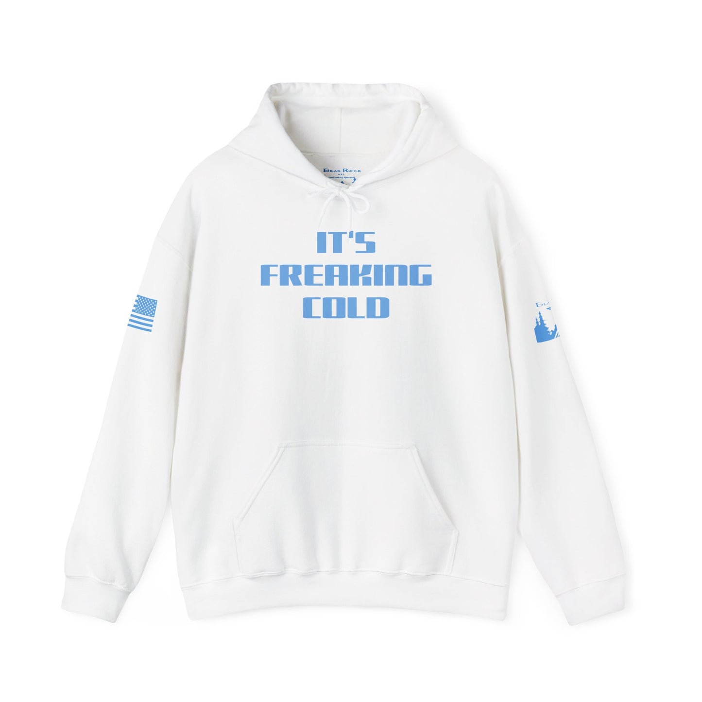 IT’S FREAKING COLD HOODIE - Light Blue arm logos