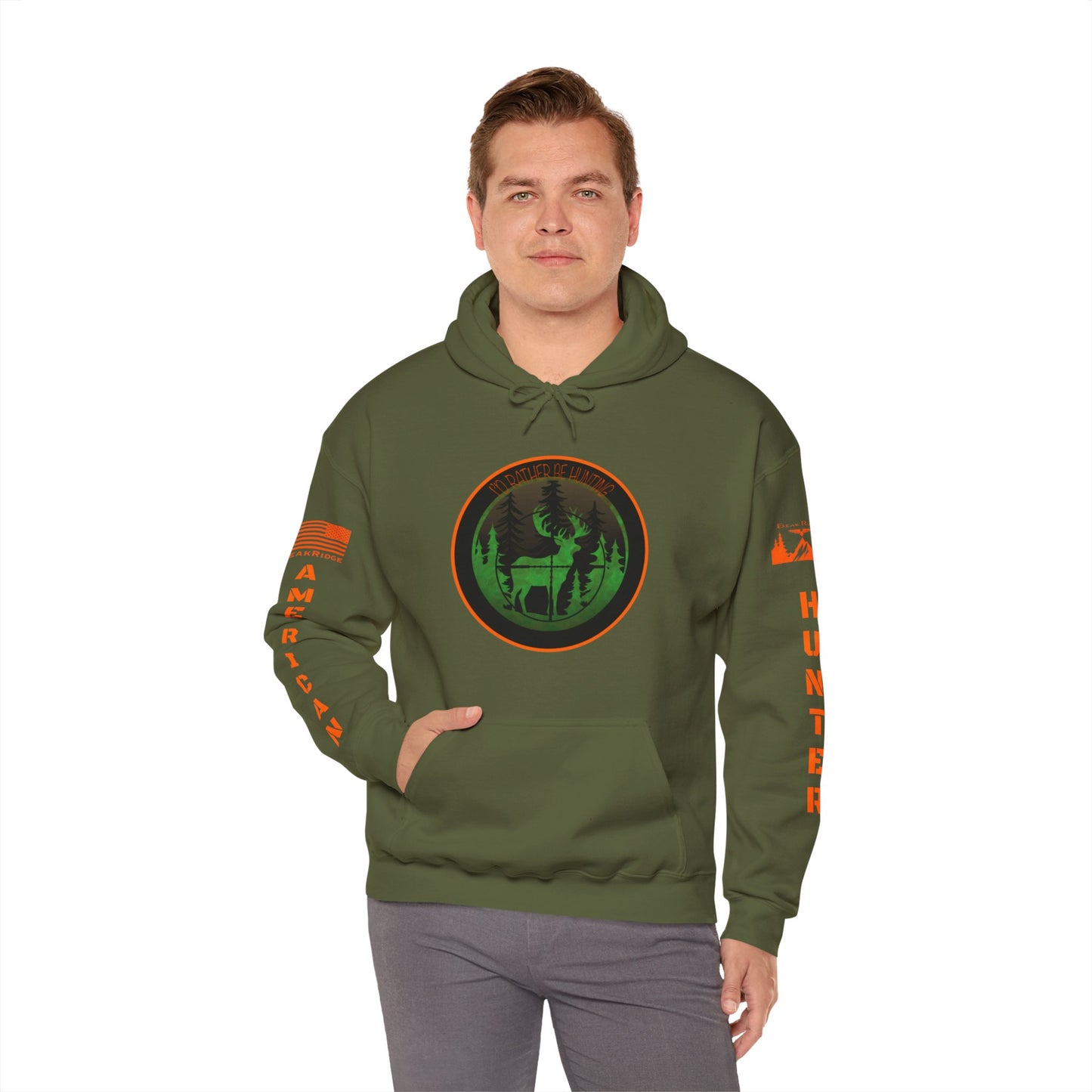 I’D RATHER BE HUNTING HOODIE - Full Sleeve Logos