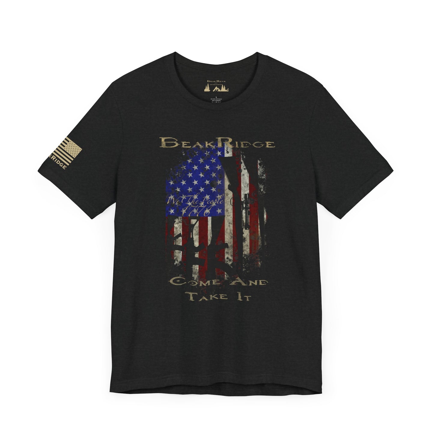 BEAKRIDGE GUN FLAG - COME AND TAKE IT - WE THE PEOPLE T-SHIRT - Mustard Logos