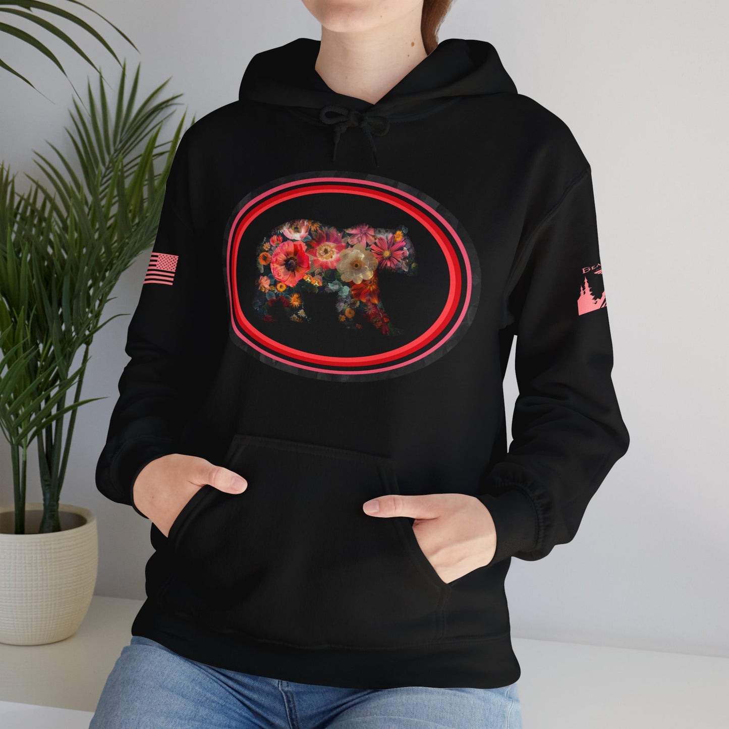 FLOWER BEAR HOODIE - Matching arm logos