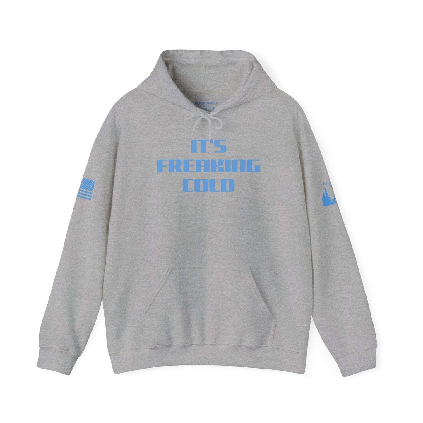 IT’S FREAKING COLD HOODIE - Light Blue arm logos