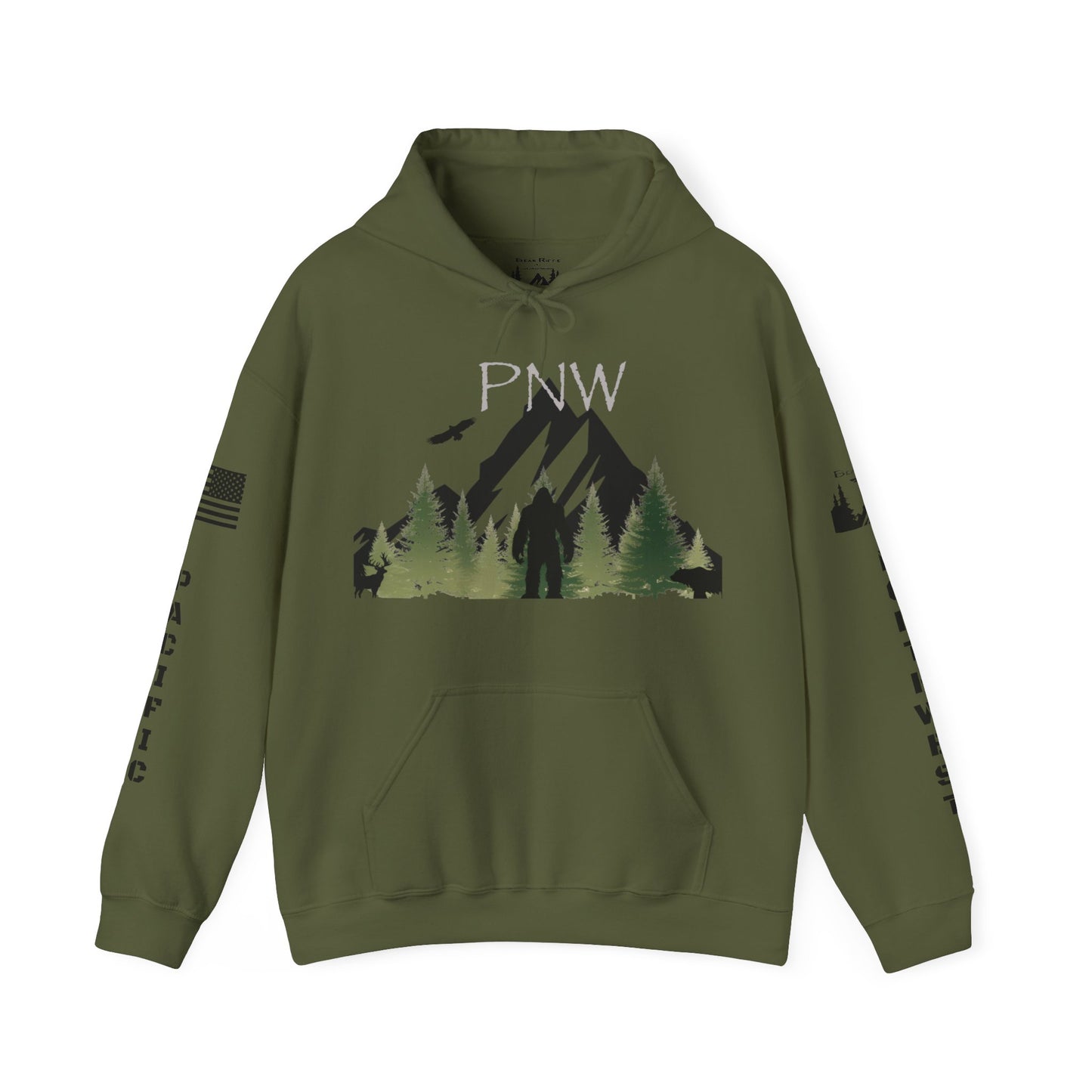 PNW PACIFIC NORTHWEST HOODIE - Full Sleeves Black logos