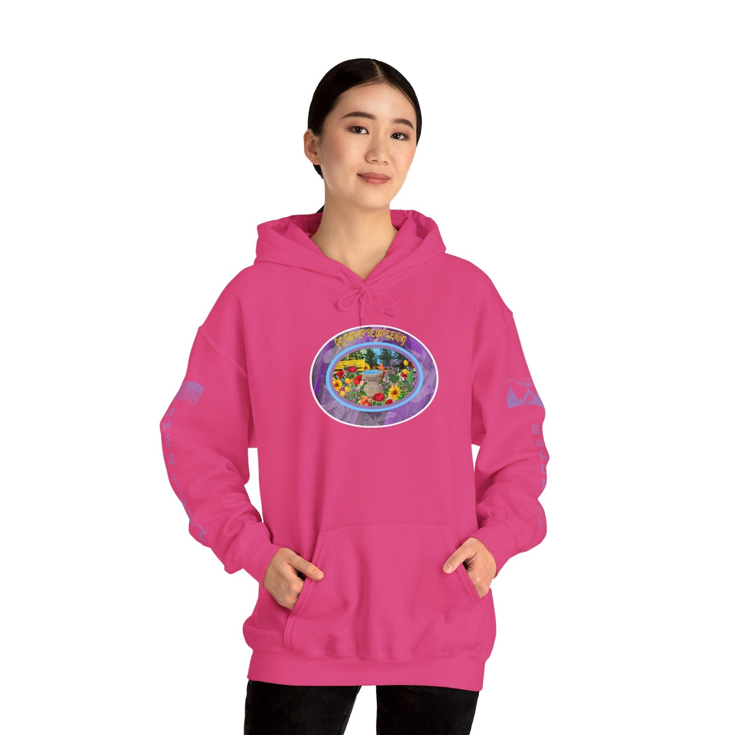 I’D RATHER BE GARDENING HOODIE - American Gardener Arm Logos