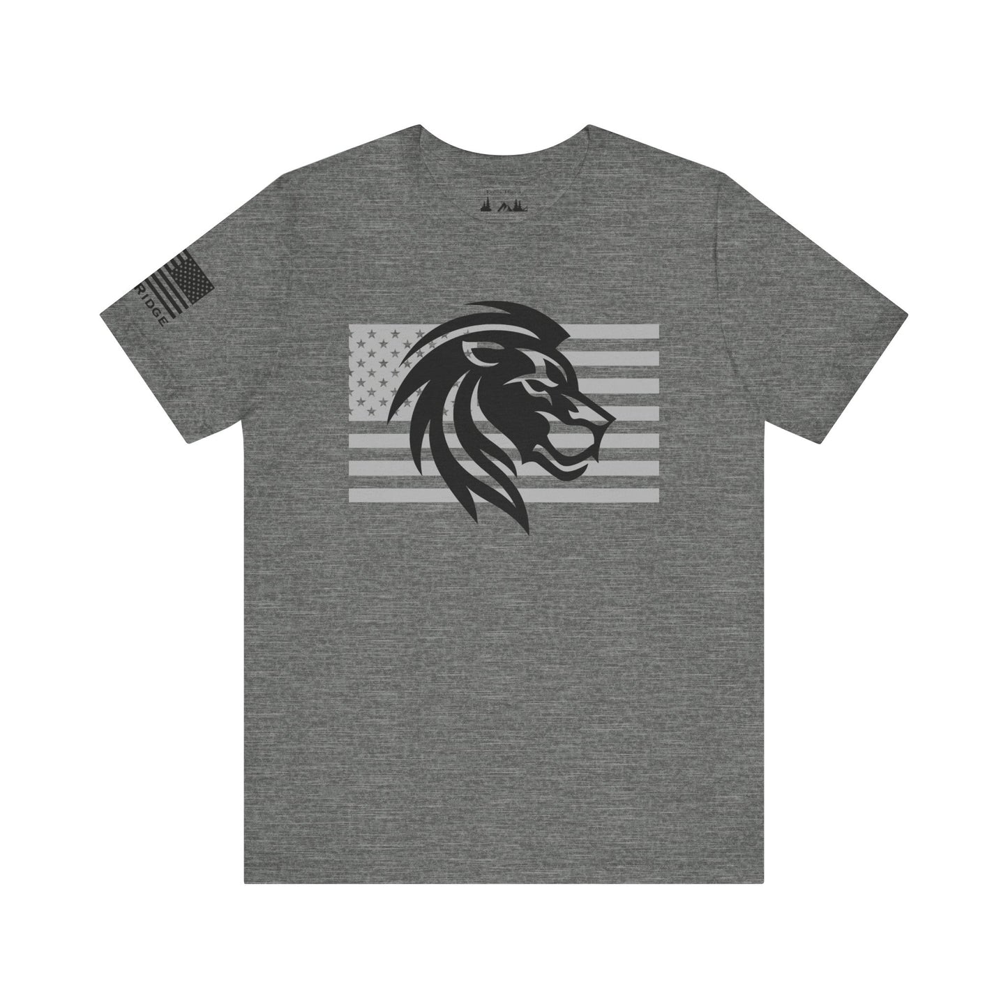 Patriotic T-shirt - LION STRONG - Black Flag Logo