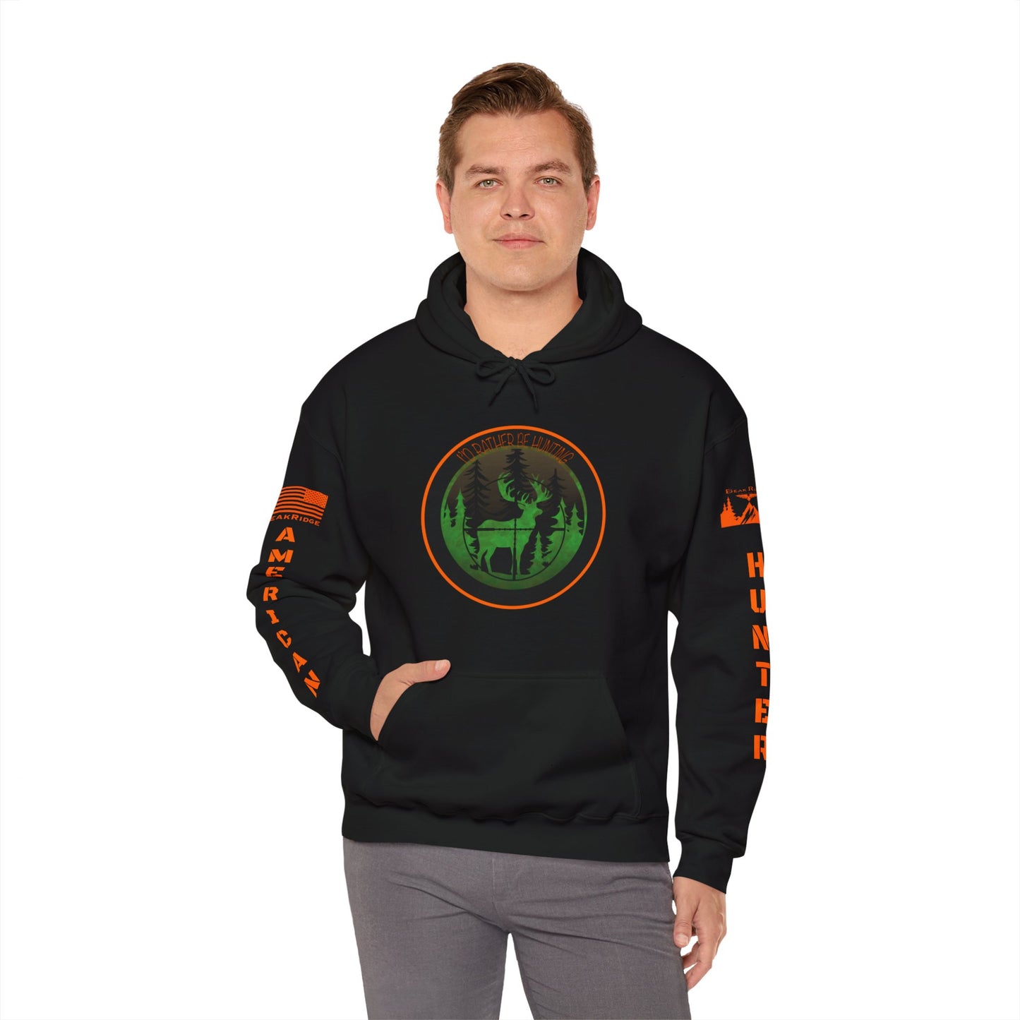 I’D RATHER BE HUNTING HOODIE - Full Sleeve Logos