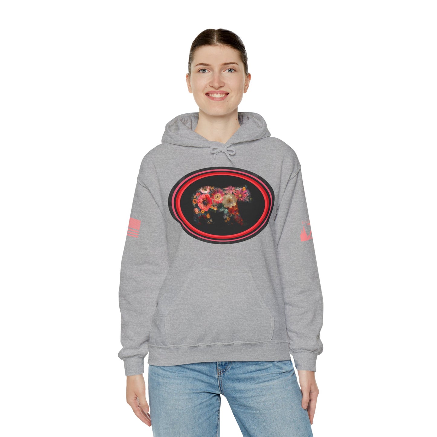 FLOWER BEAR HOODIE - Matching arm logos