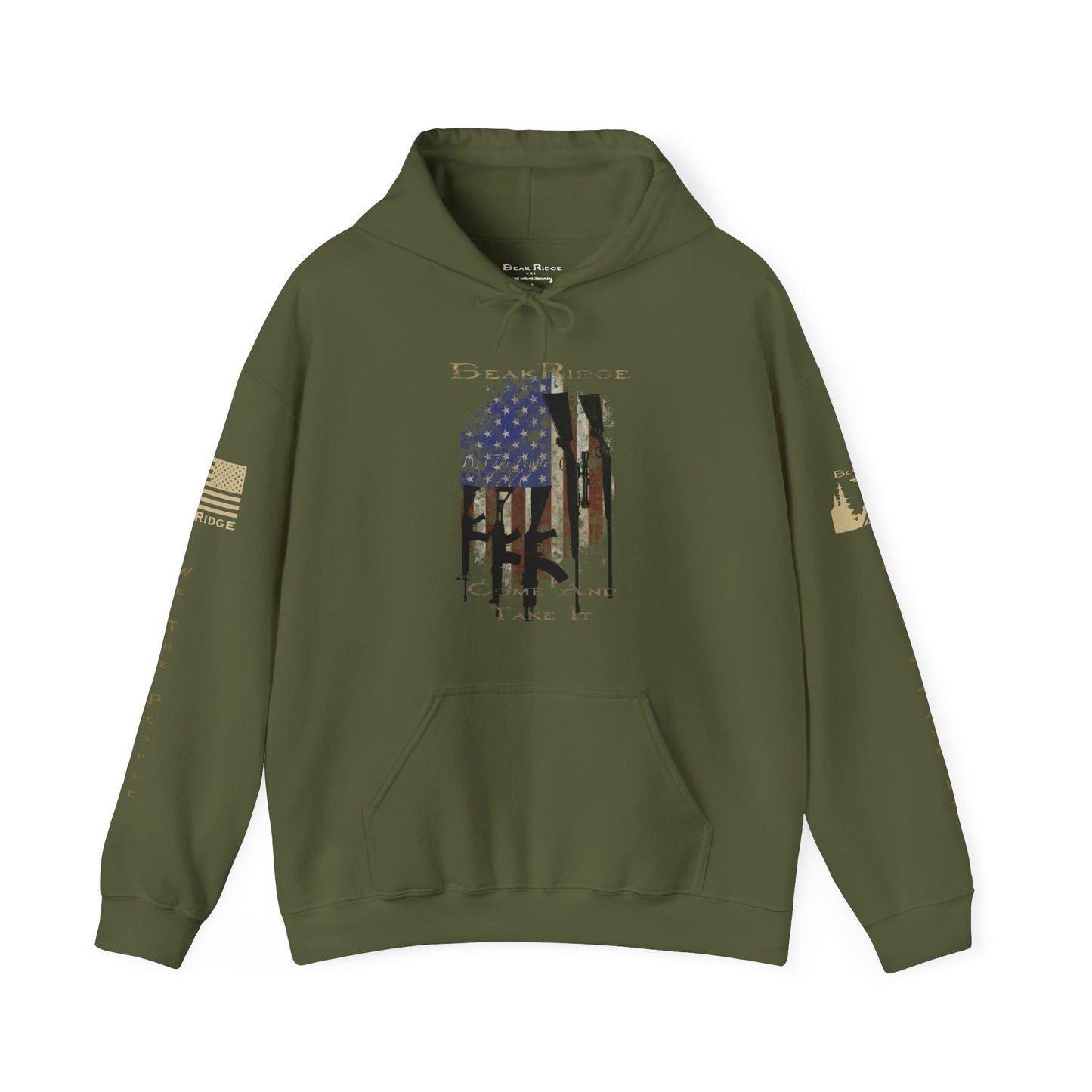 AMERICAN GUN FLAG HOODIE - Full Sleeves Gold Logos