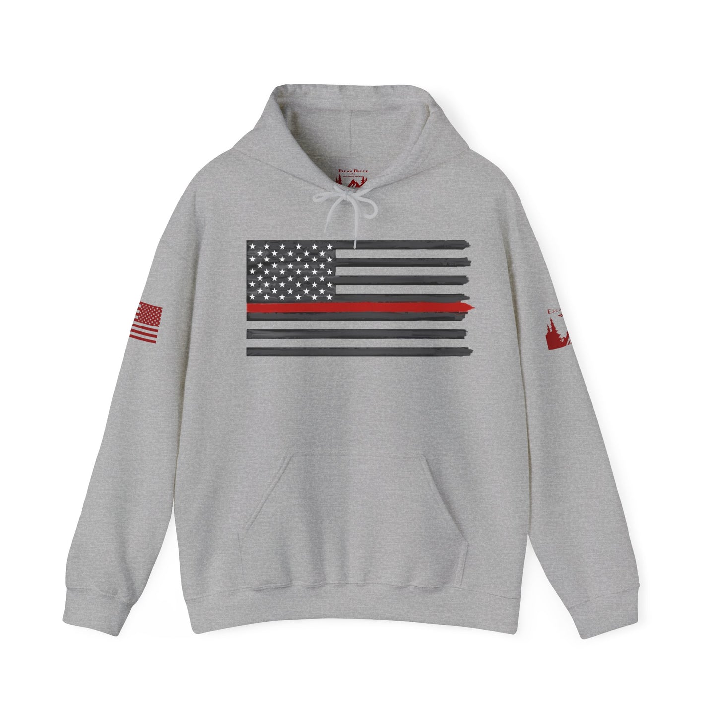 FIREMEN AMERICAN FLAG RED STRIPE - Red arm logos