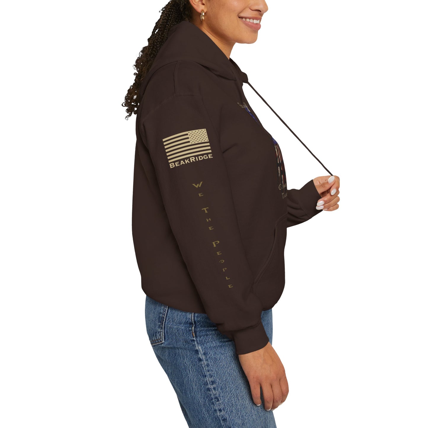 AMERICAN GUN FLAG HOODIE - Full Sleeves Gold Logos