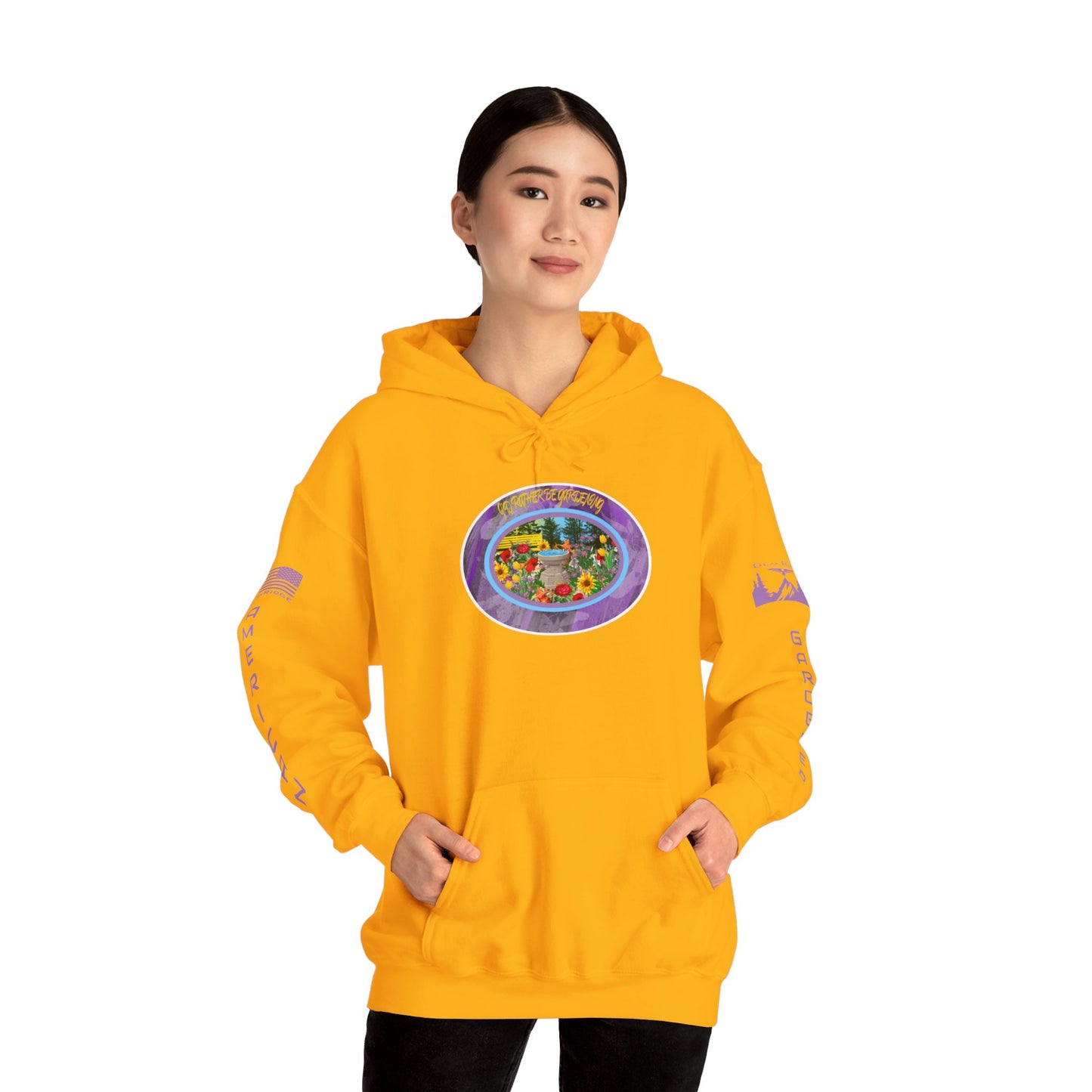 I’D RATHER BE GARDENING HOODIE - American Gardener Arm Logos