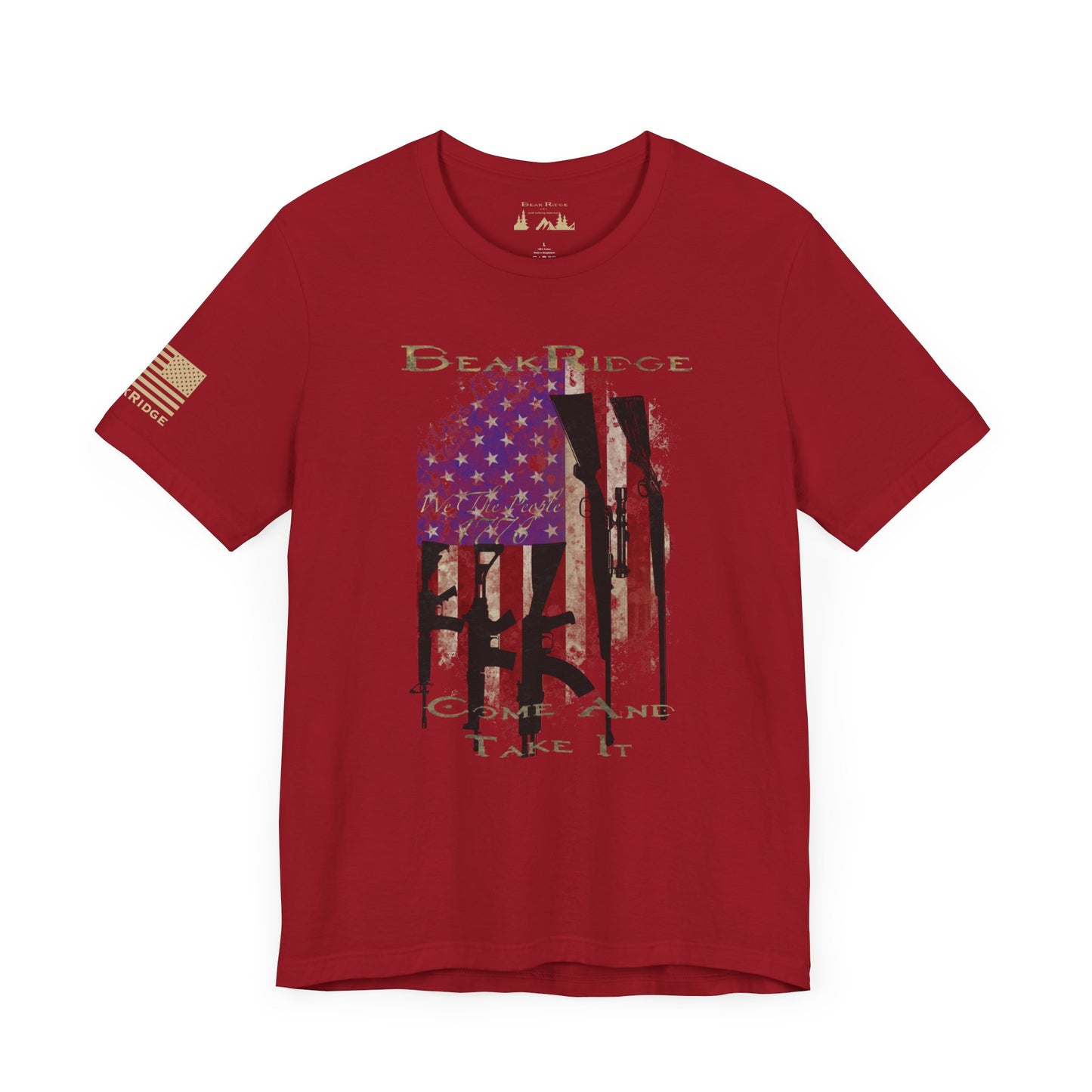 BEAKRIDGE GUN FLAG - COME AND TAKE IT - WE THE PEOPLE T-SHIRT - Mustard Logos