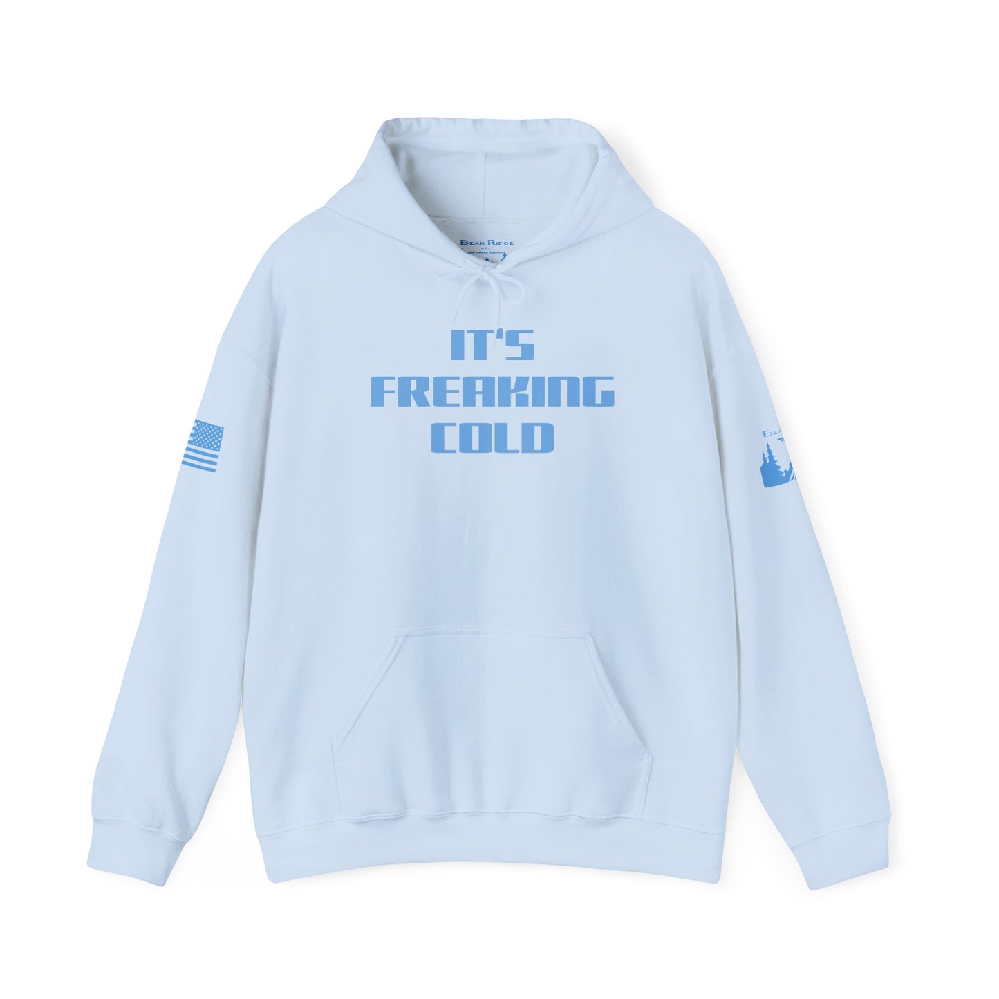 IT’S FREAKING COLD HOODIE - Light Blue arm logos