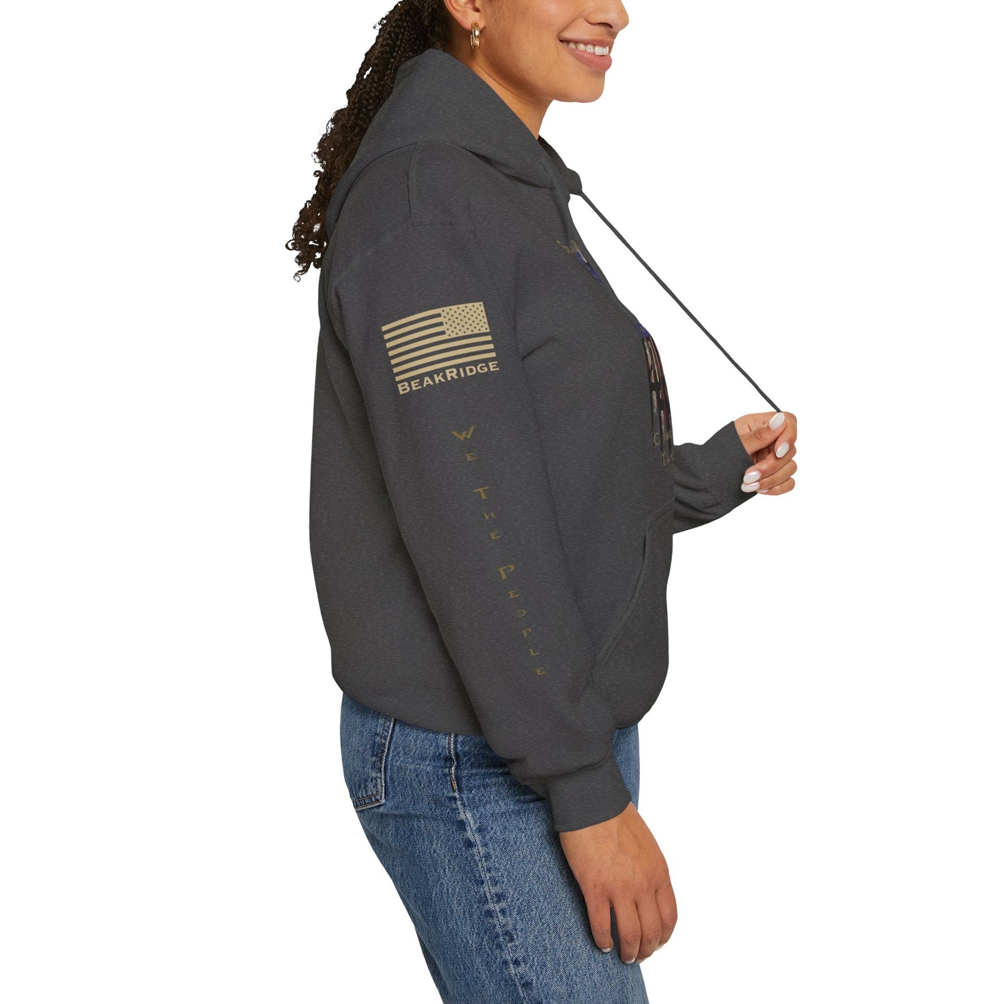 AMERICAN GUN FLAG HOODIE - Full Sleeves Gold Logos