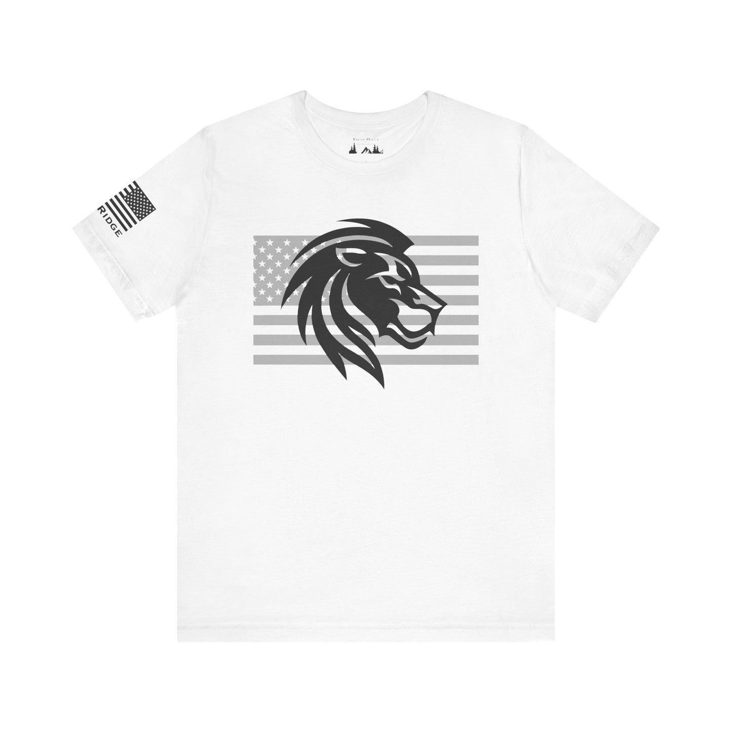 Patriotic T-shirt - LION STRONG - Black Flag Logo