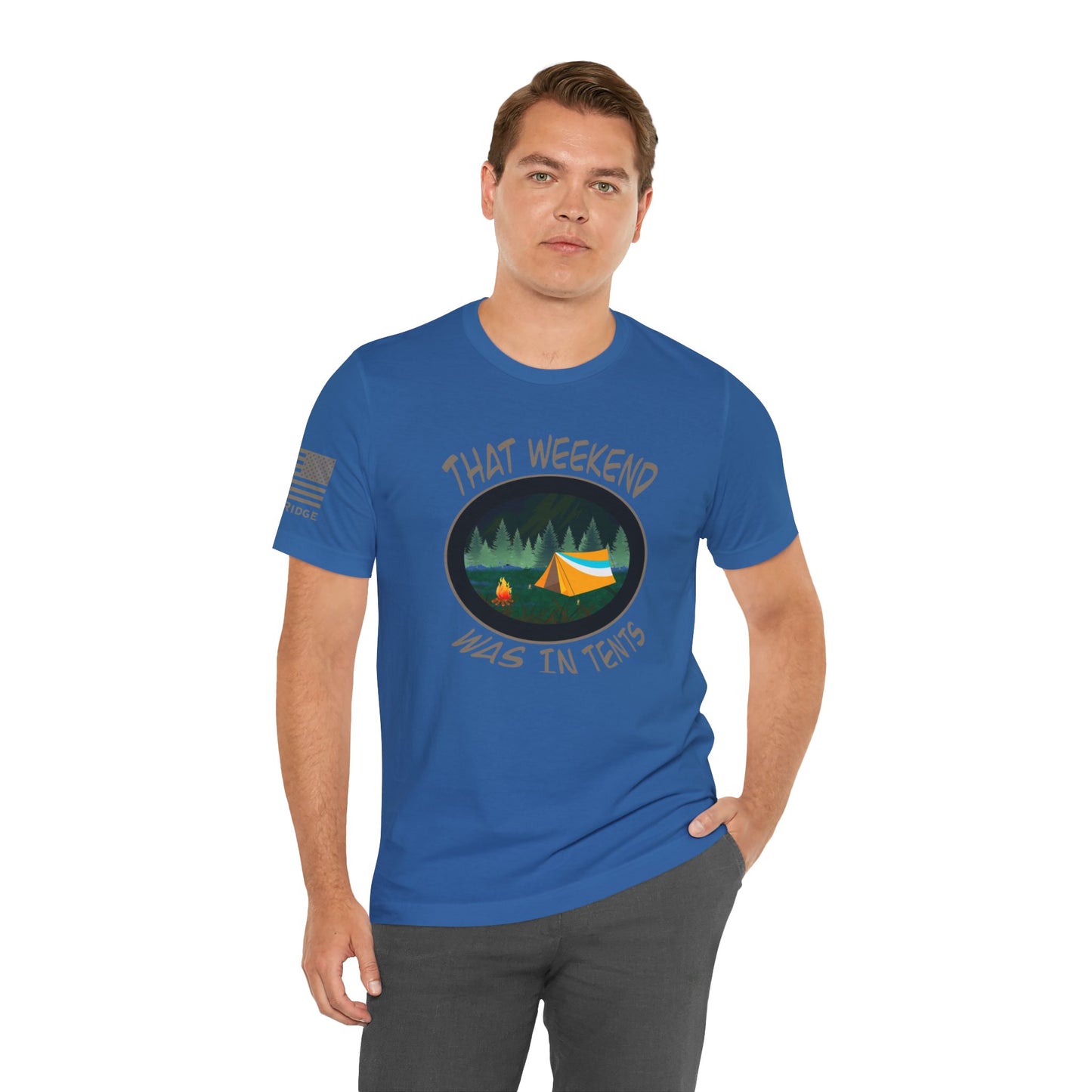 CAMPING IN TENTS T-Shirt - Cream Logos