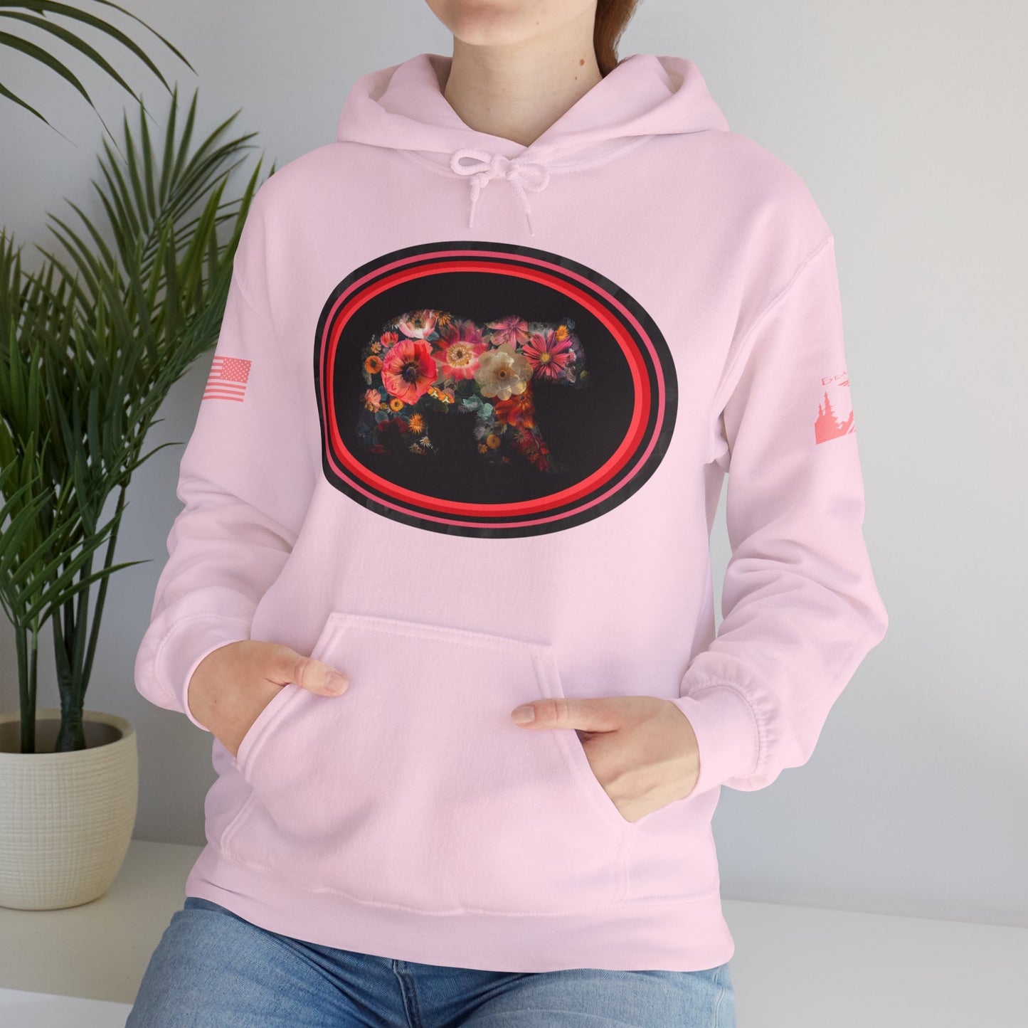 FLOWER BEAR HOODIE - Matching arm logos