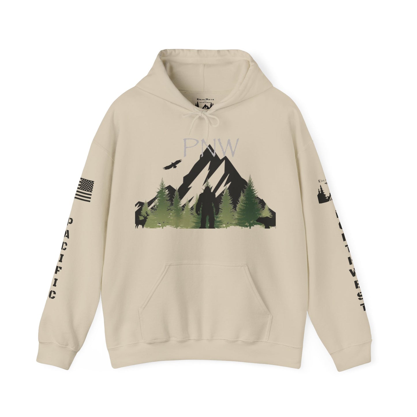 PNW PACIFIC NORTHWEST HOODIE - Full Sleeves Black logos