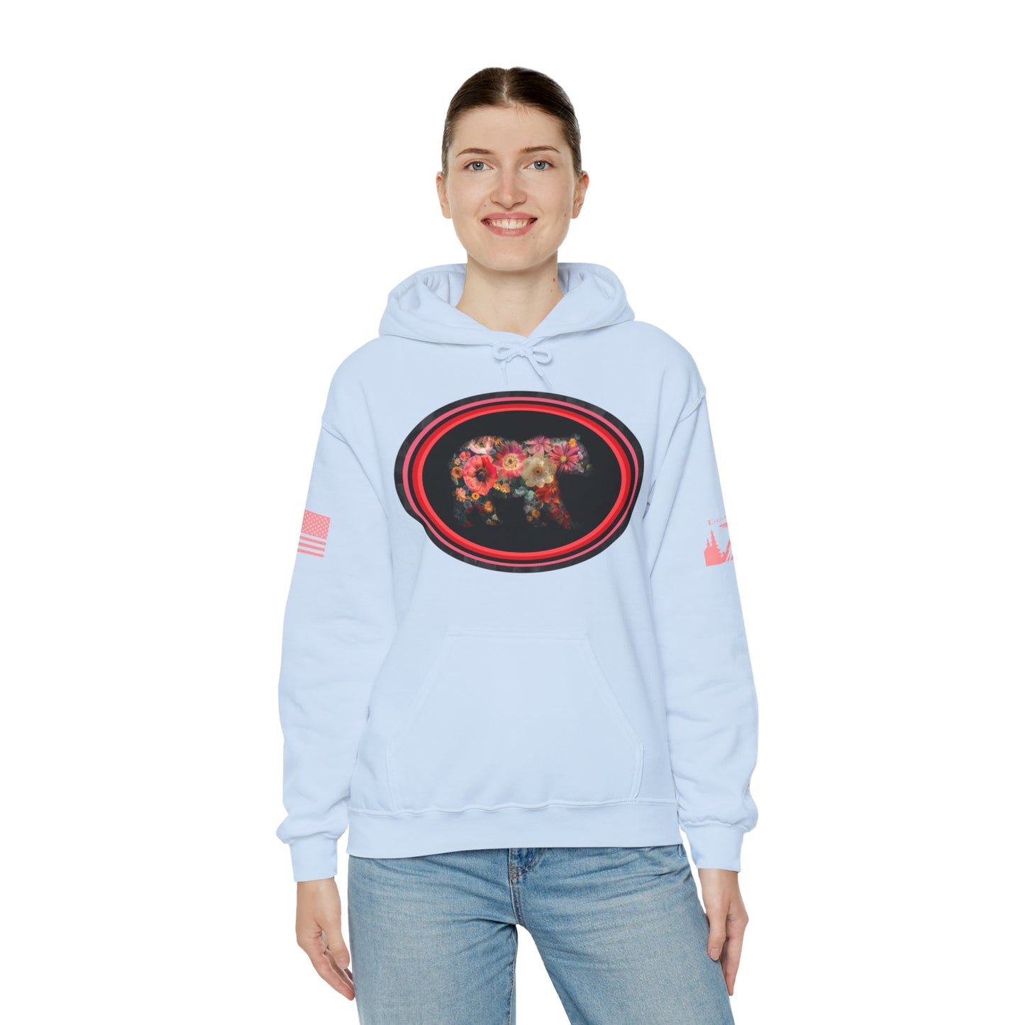 FLOWER BEAR HOODIE - Matching arm logos