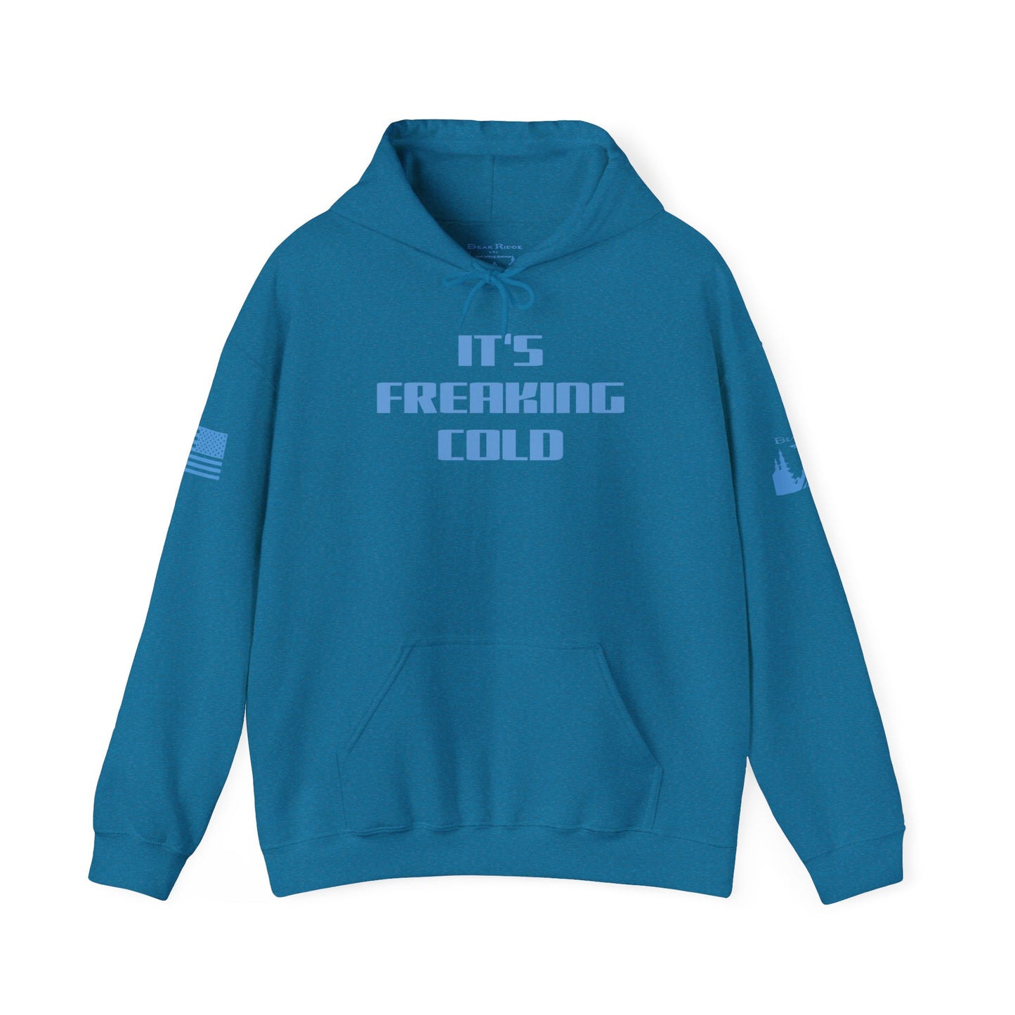 IT’S FREAKING COLD HOODIE - Light Blue arm logos