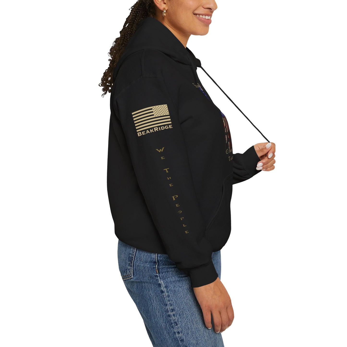 AMERICAN GUN FLAG HOODIE - Full Sleeves Gold Logos