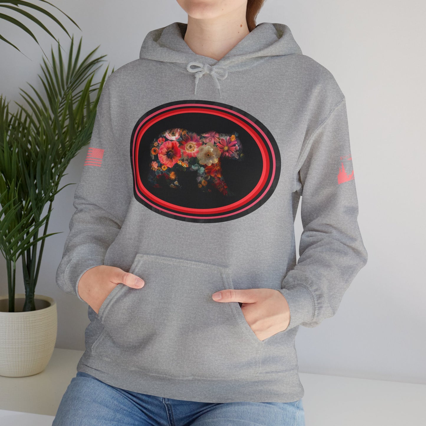 FLOWER BEAR HOODIE - Matching arm logos