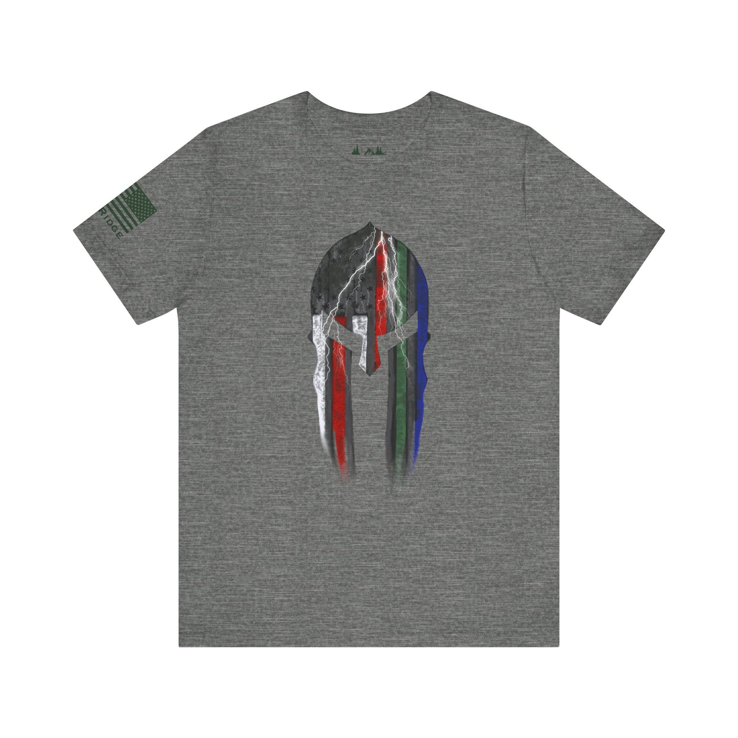 Patriotic T-shirt - SPARTAN MILITARY POLICE AND FIREMEN - Army green logos