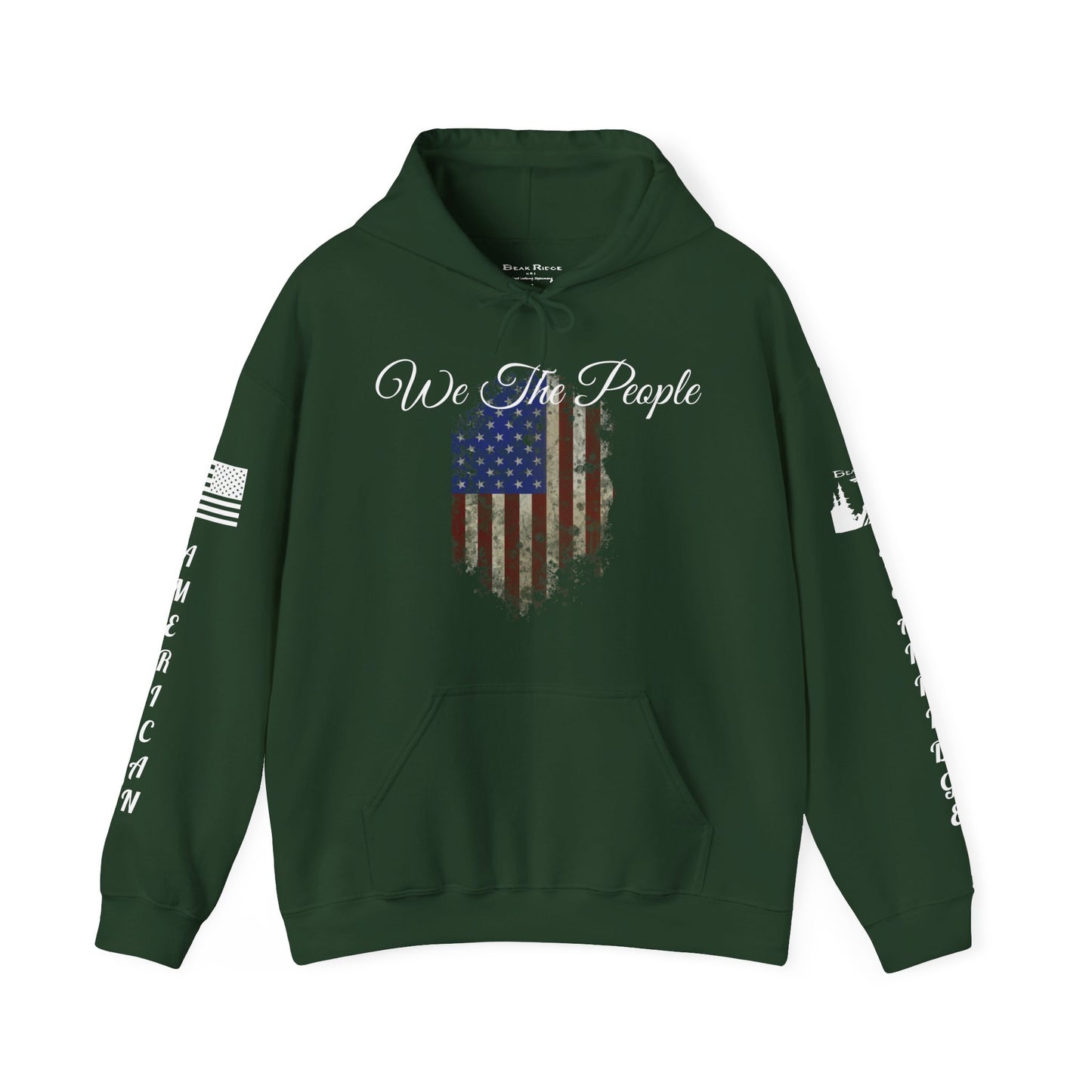 AMERICAN FLAG WE THE PEOPLE HOODIE - Full Sleeves White Logos