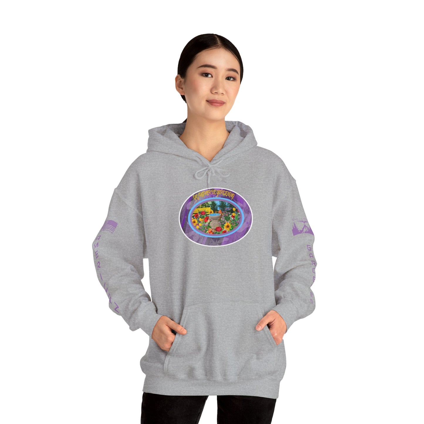 I’D RATHER BE GARDENING HOODIE - American Gardener Arm Logos